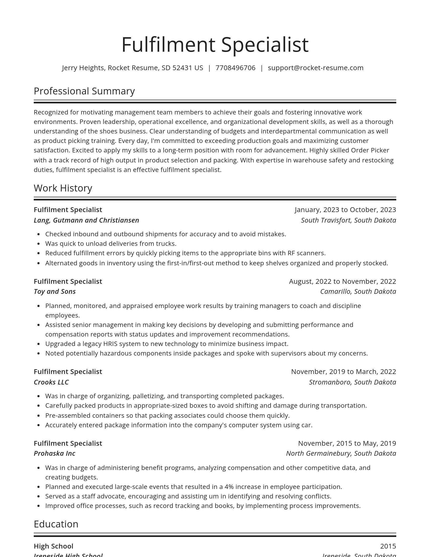 Spotlight resume template