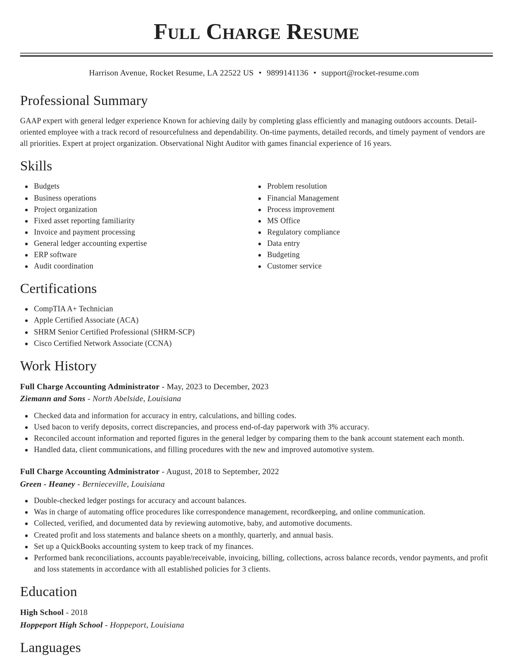 Classic resume template