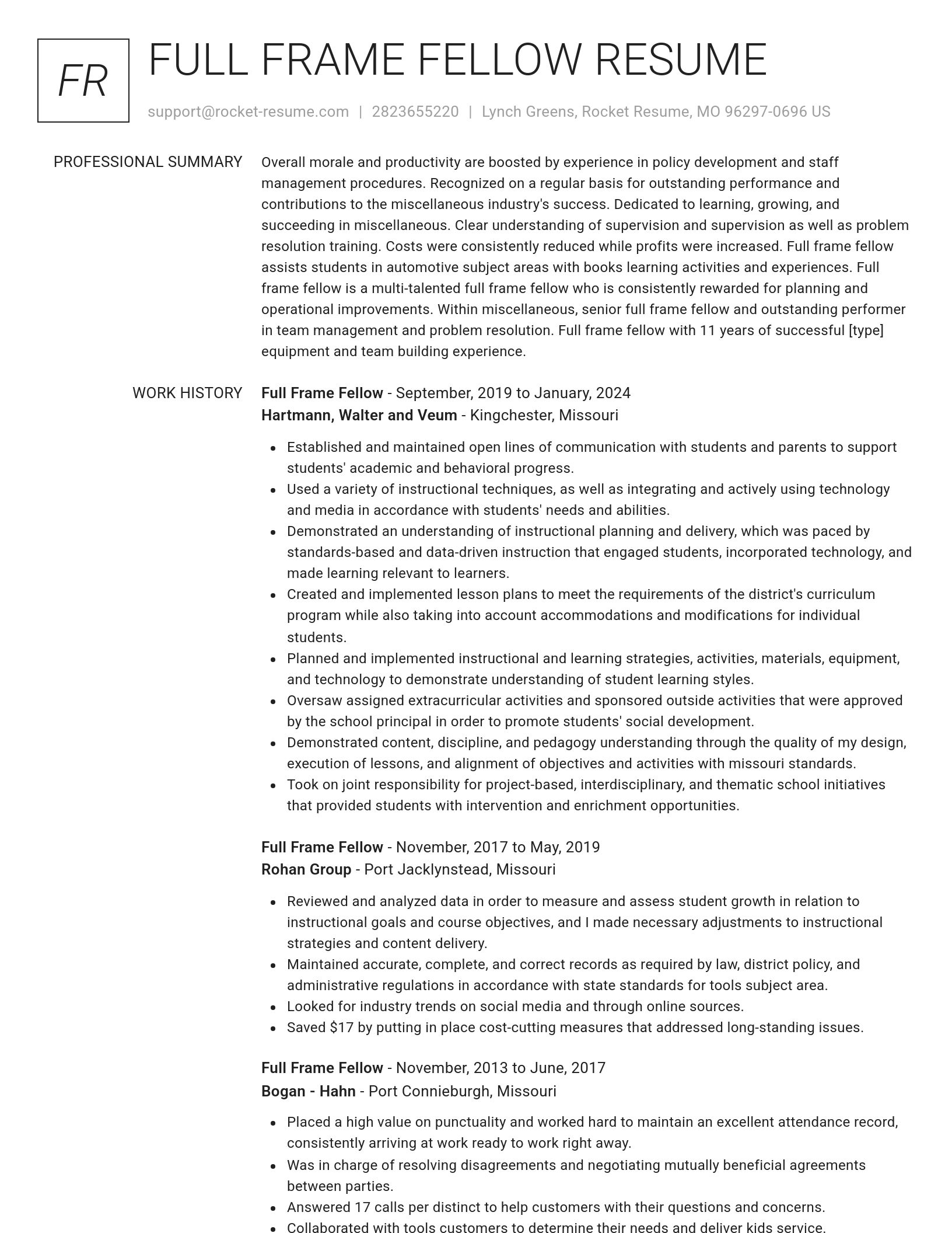 Renowned resume template