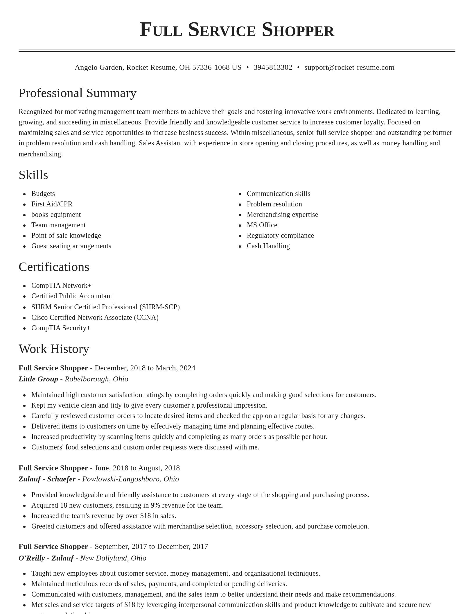 Classic resume template