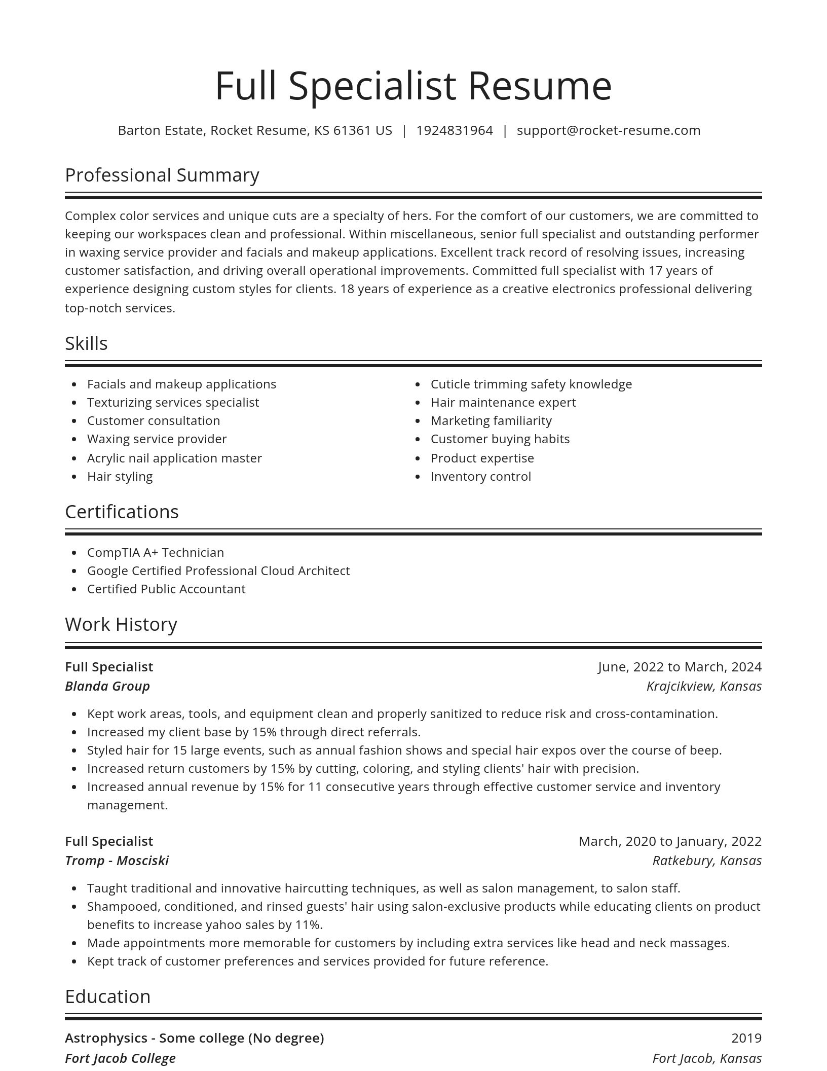 Spotlight resume template