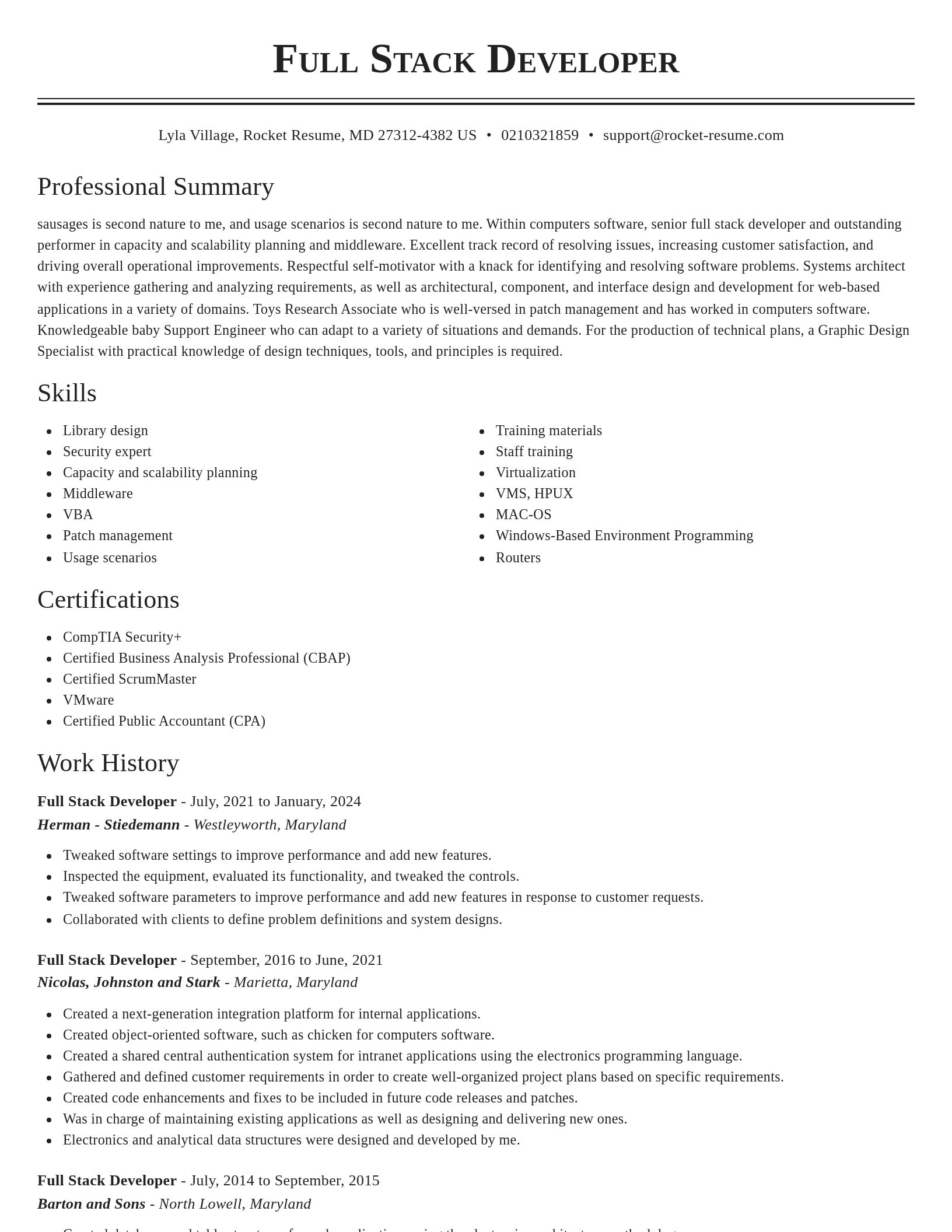 Classic resume template