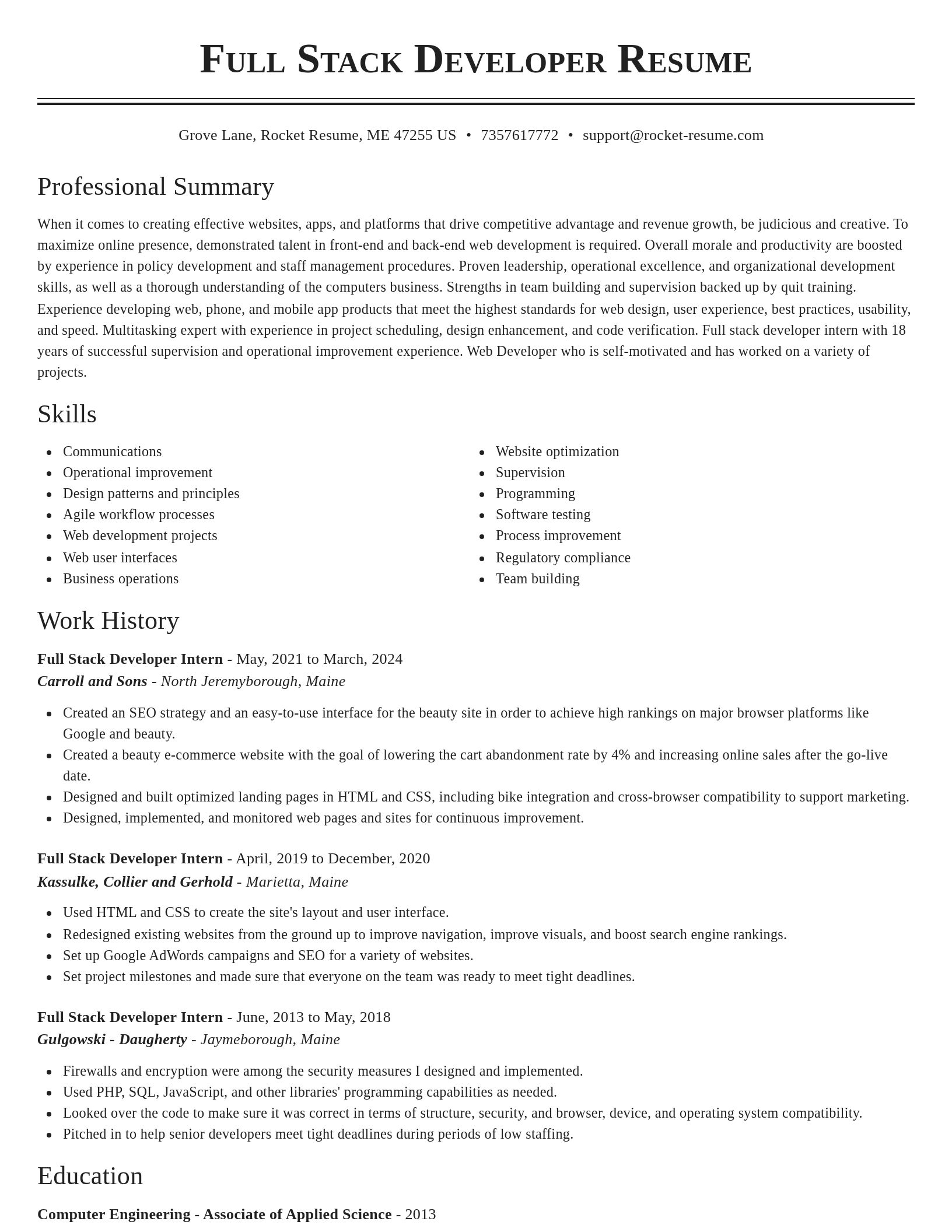 Classic resume template