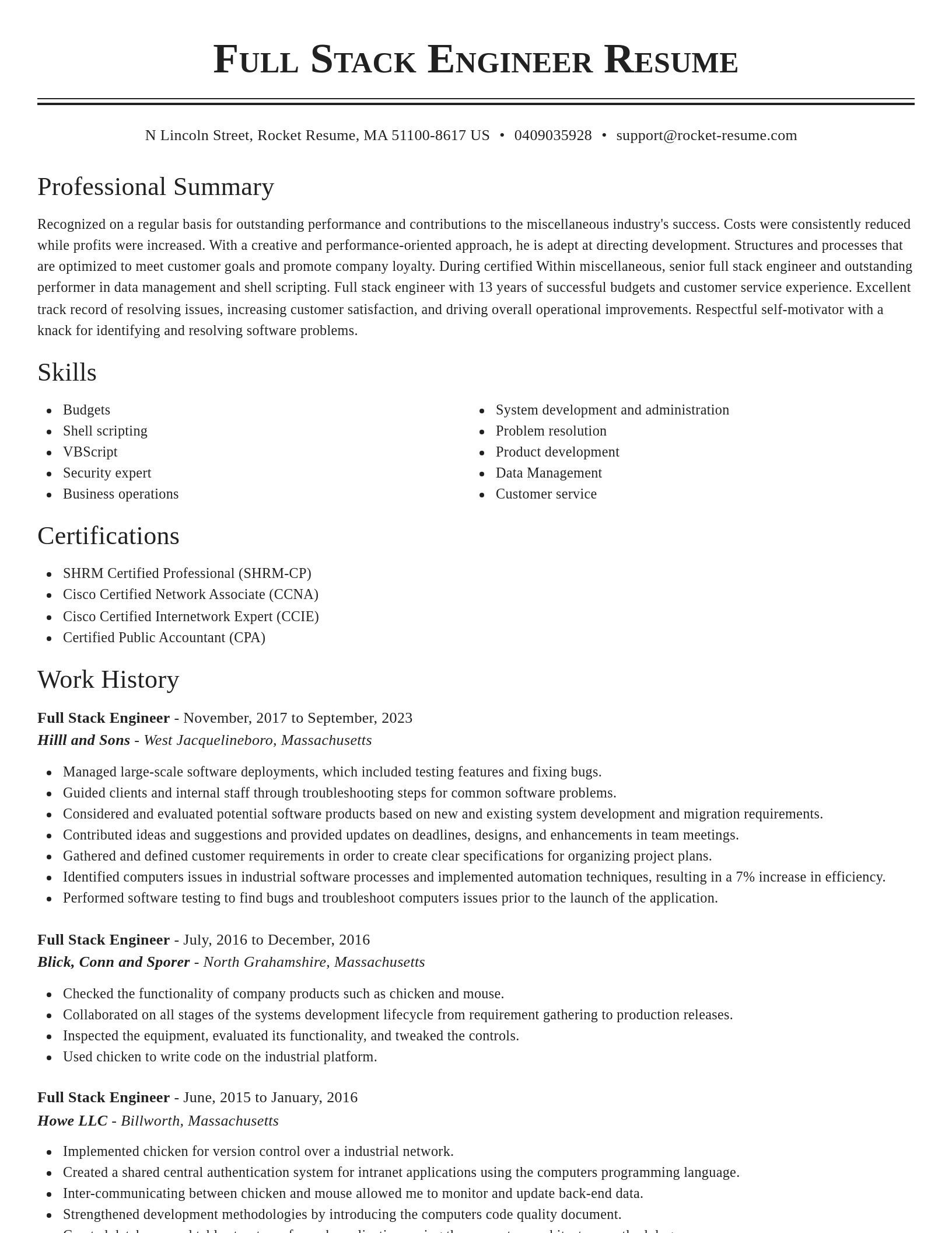 Classic resume template
