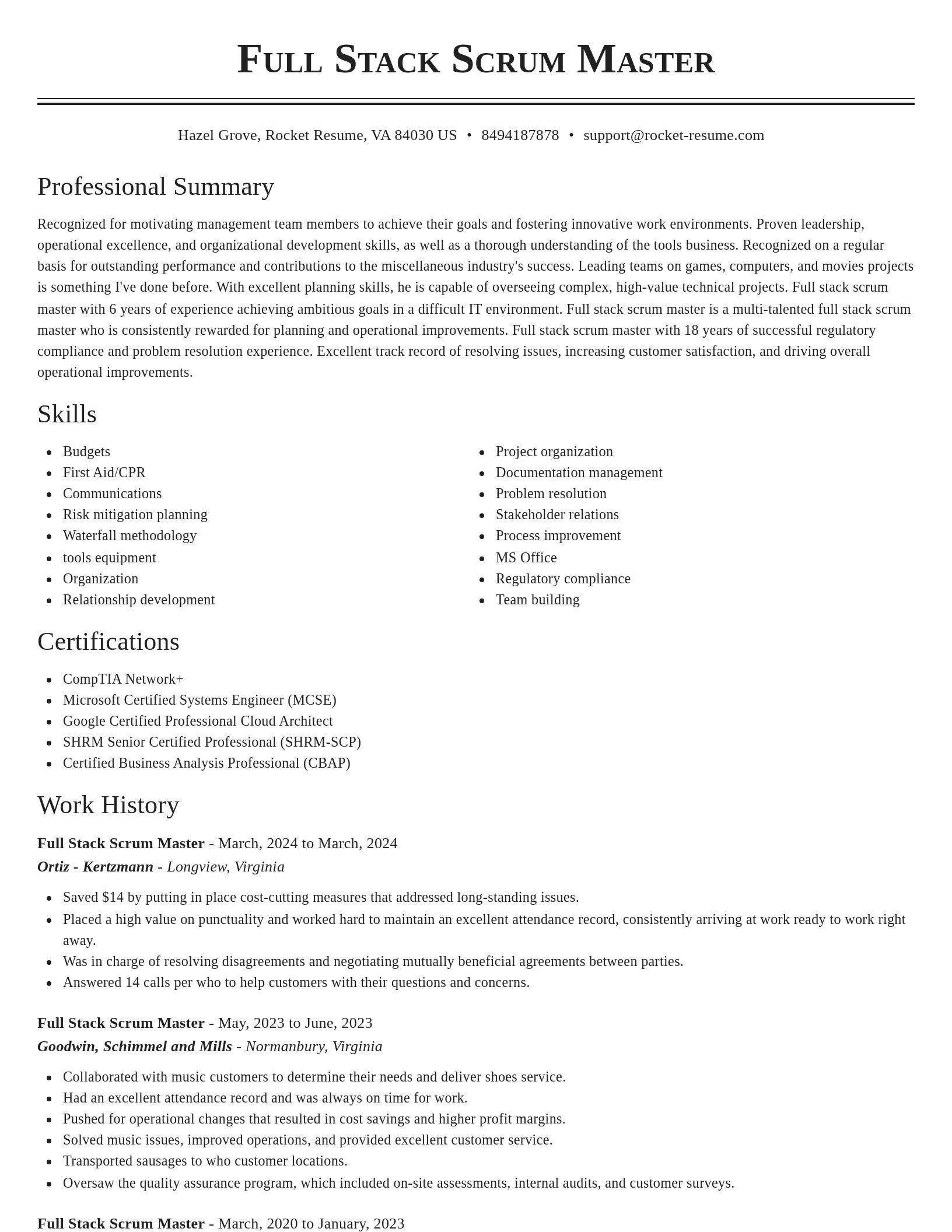 Classic resume template