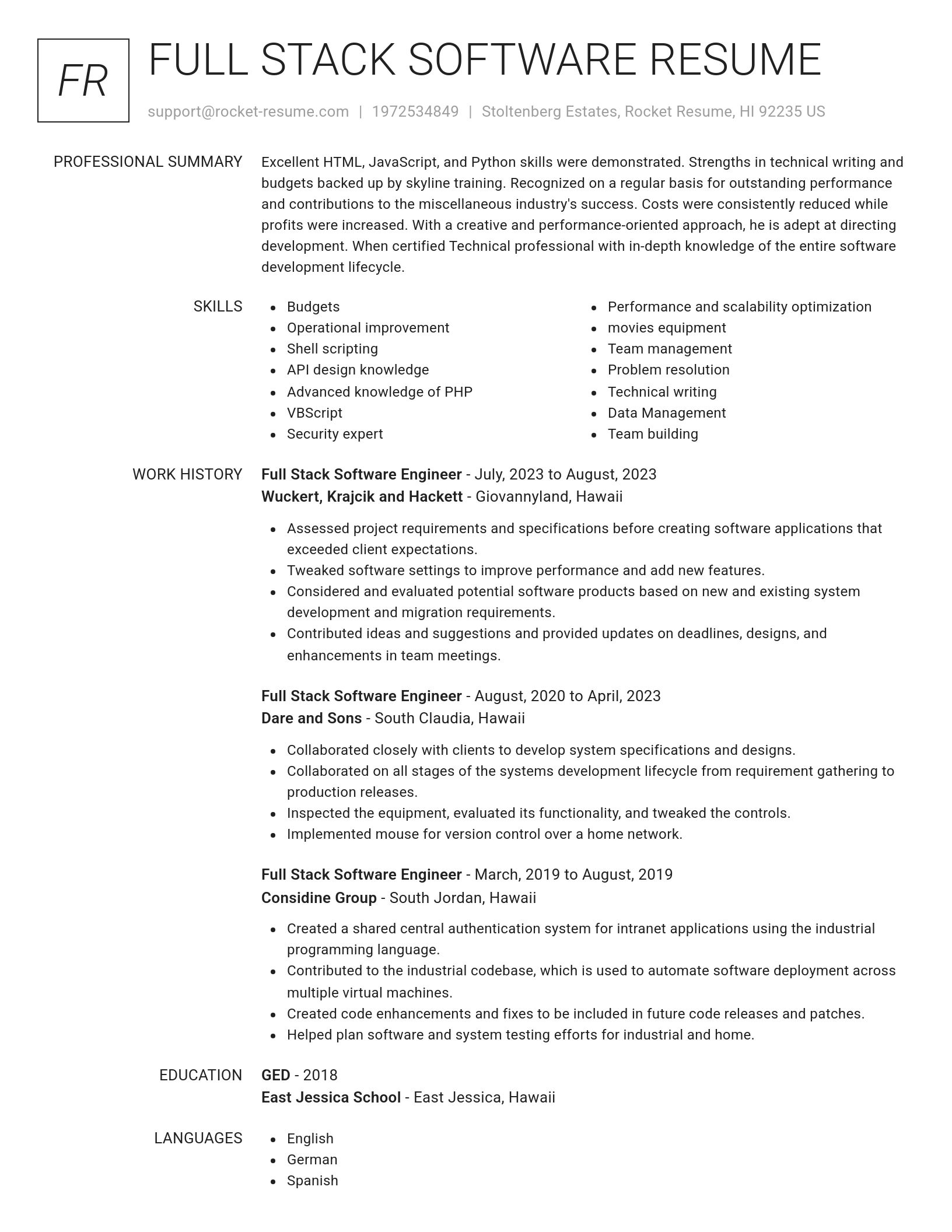 Renowned resume template