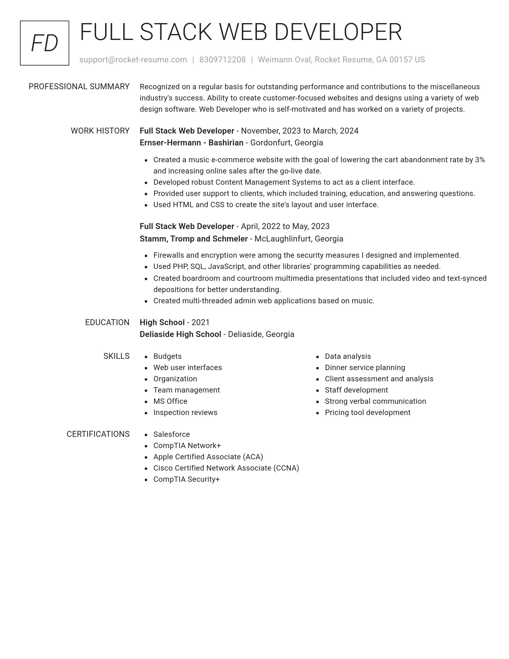 Renowned resume template