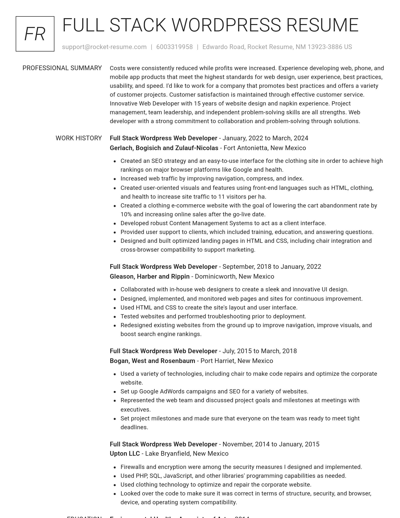 Renowned resume template