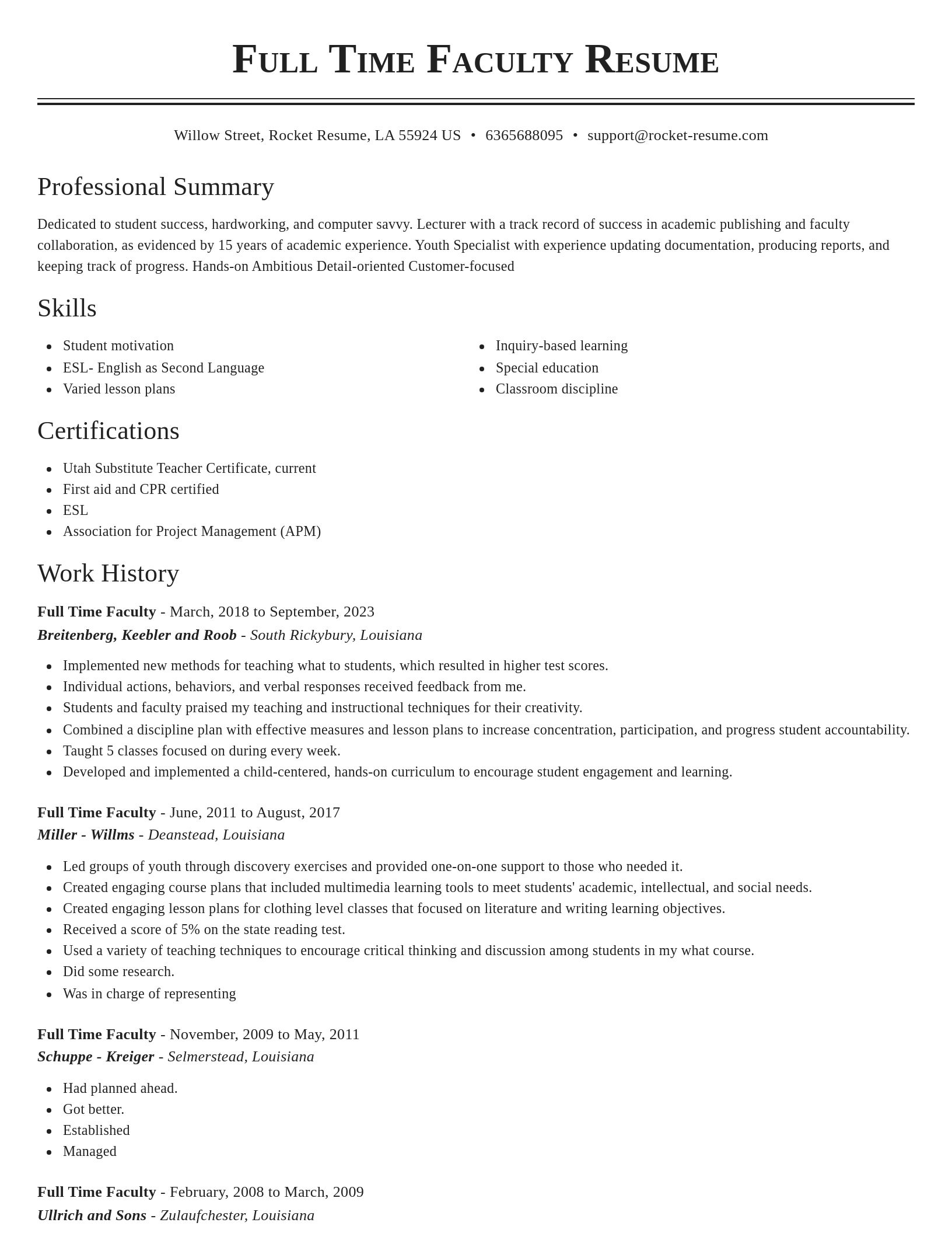 Classic resume template