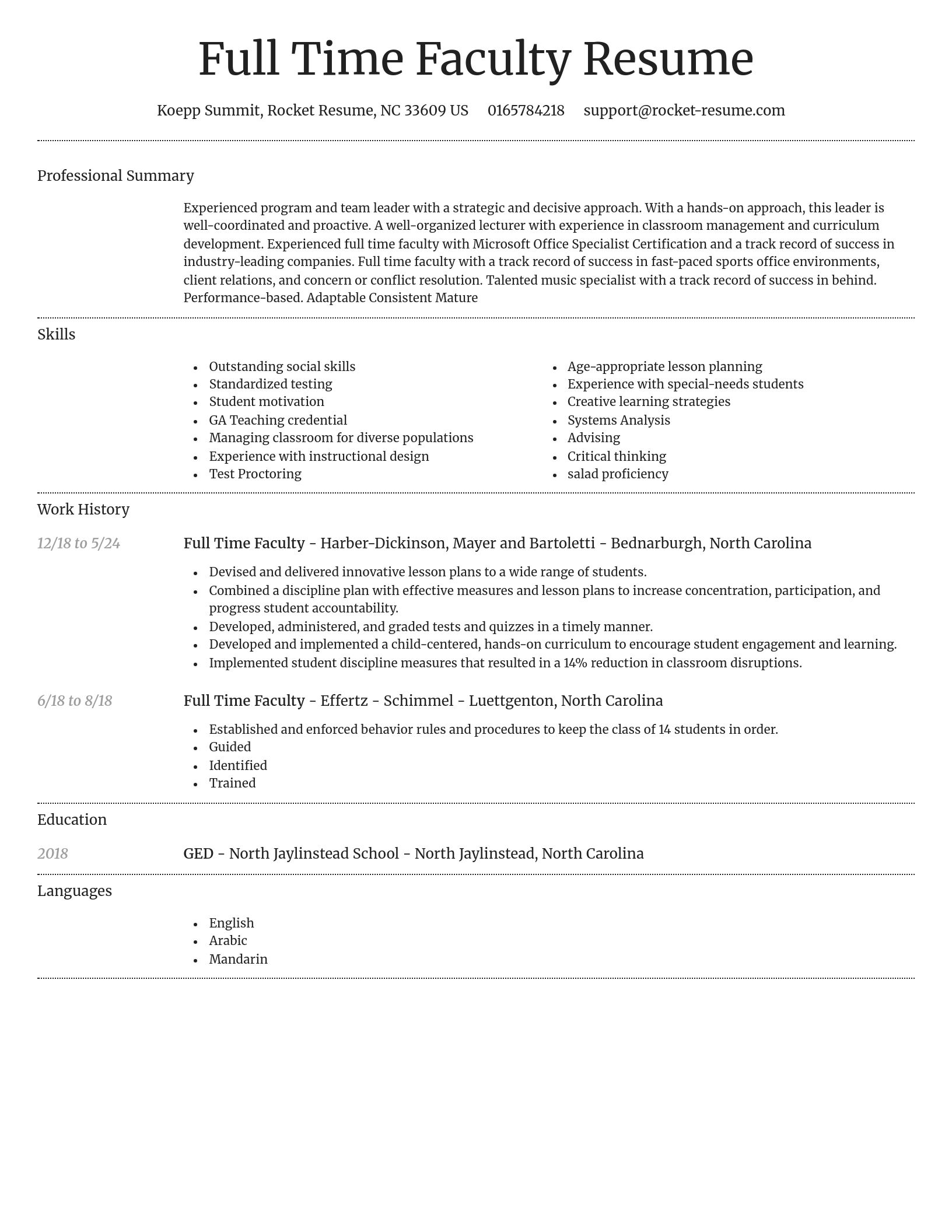 Dignified resume template