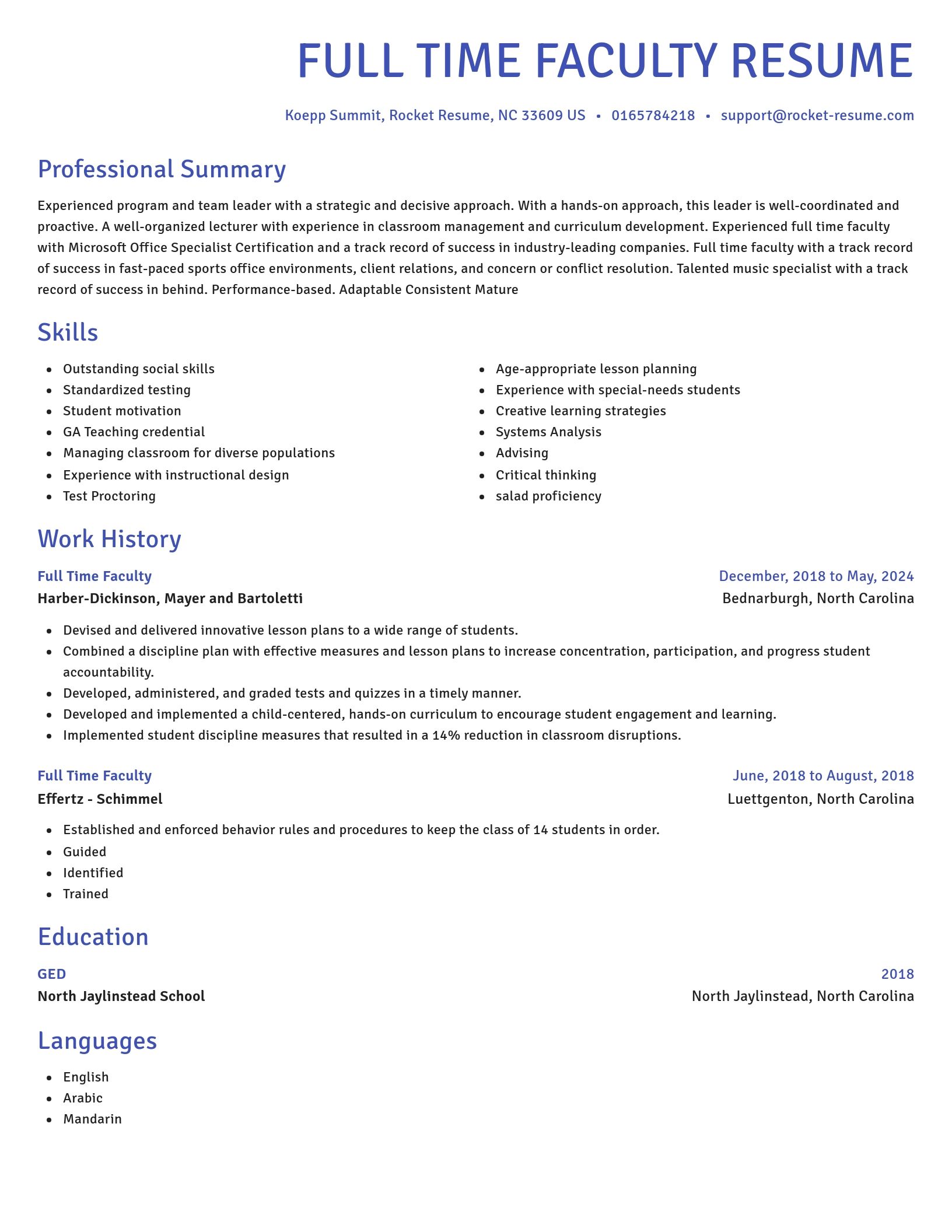 Novel resume template
