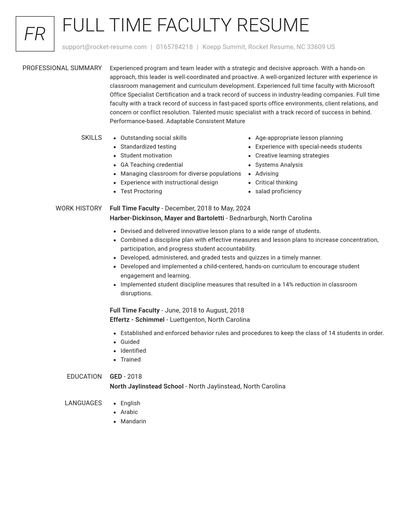 Renowned resume template