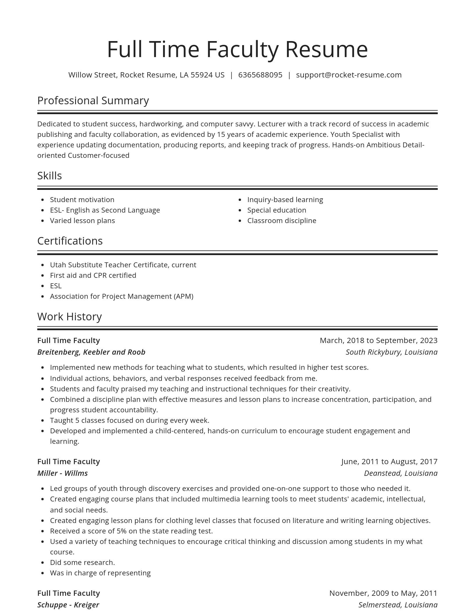Spotlight resume template