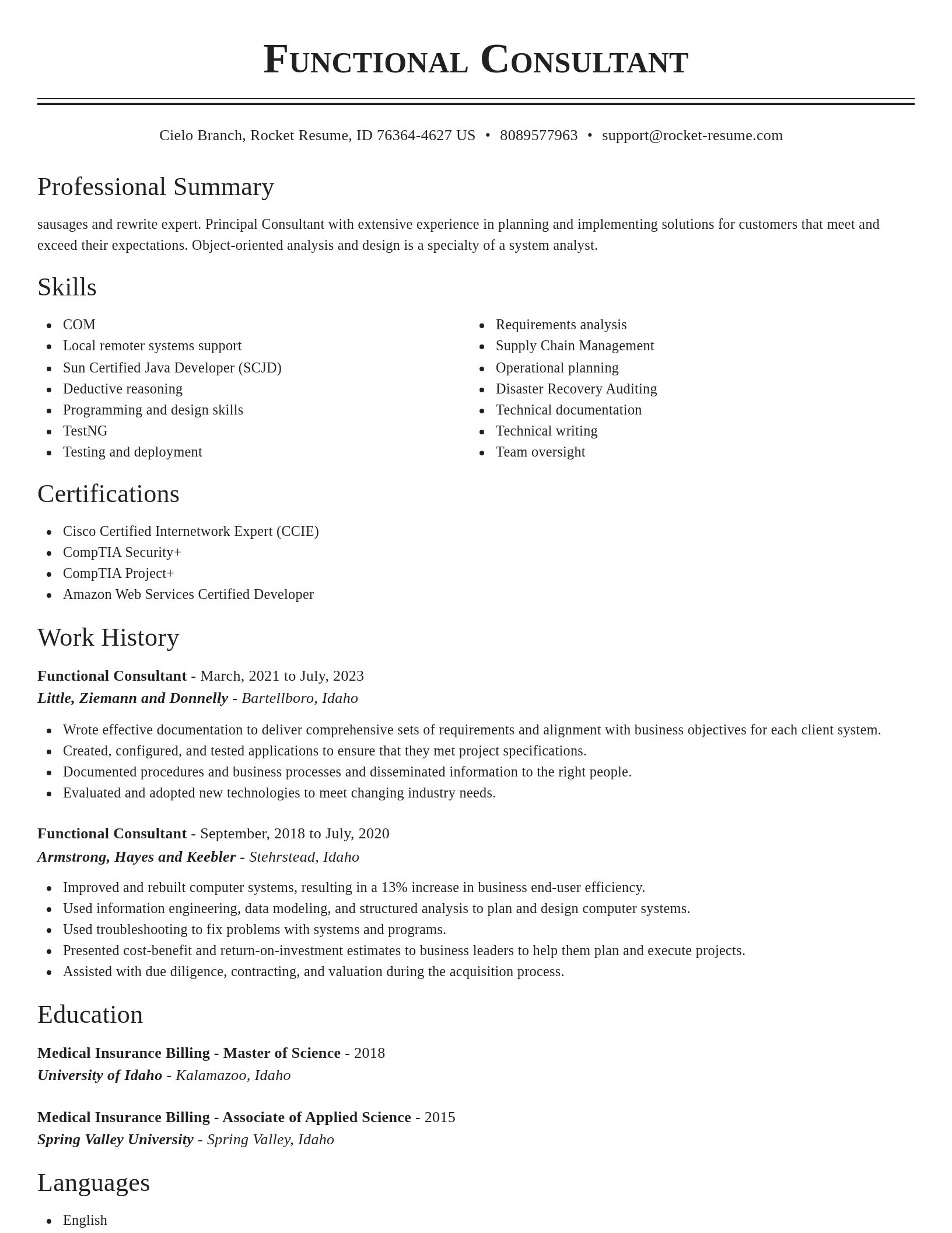 Classic resume template