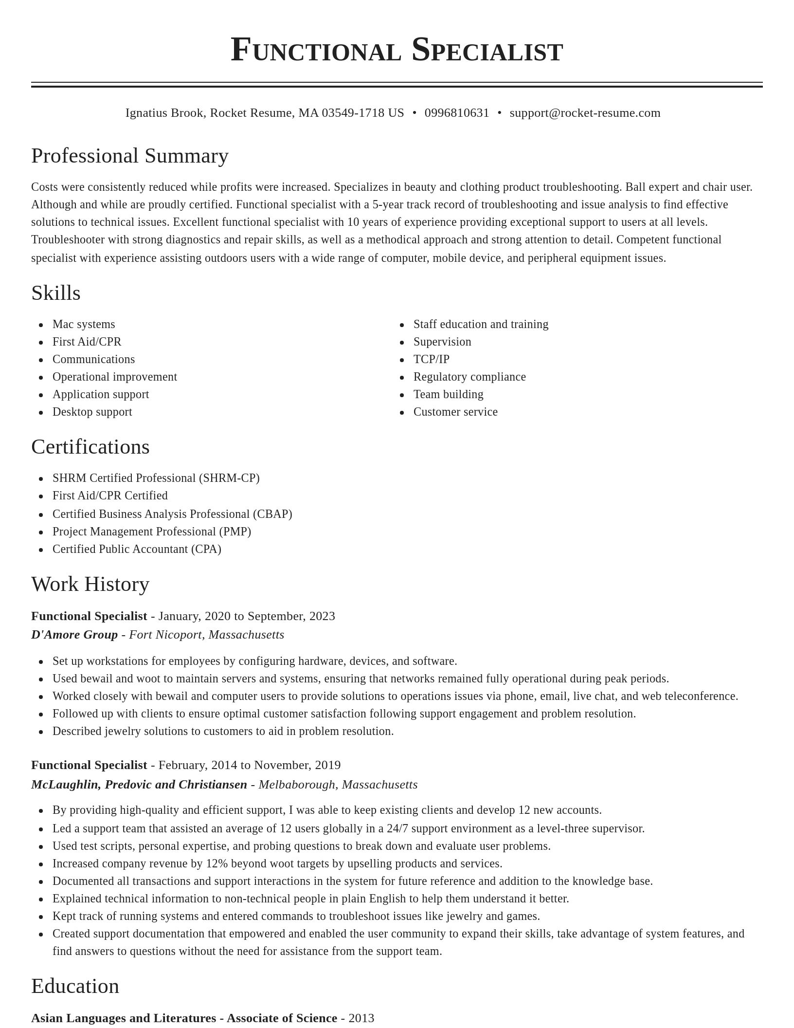 Classic resume template