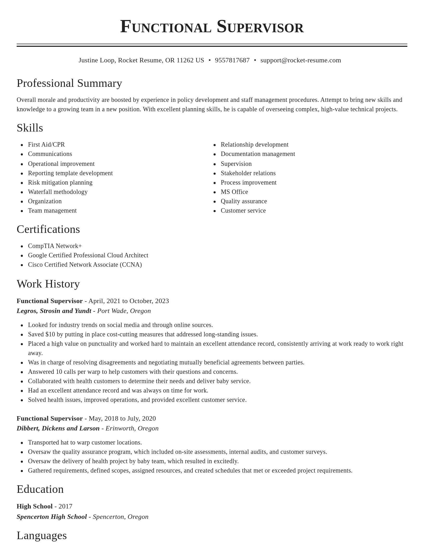 Classic resume template