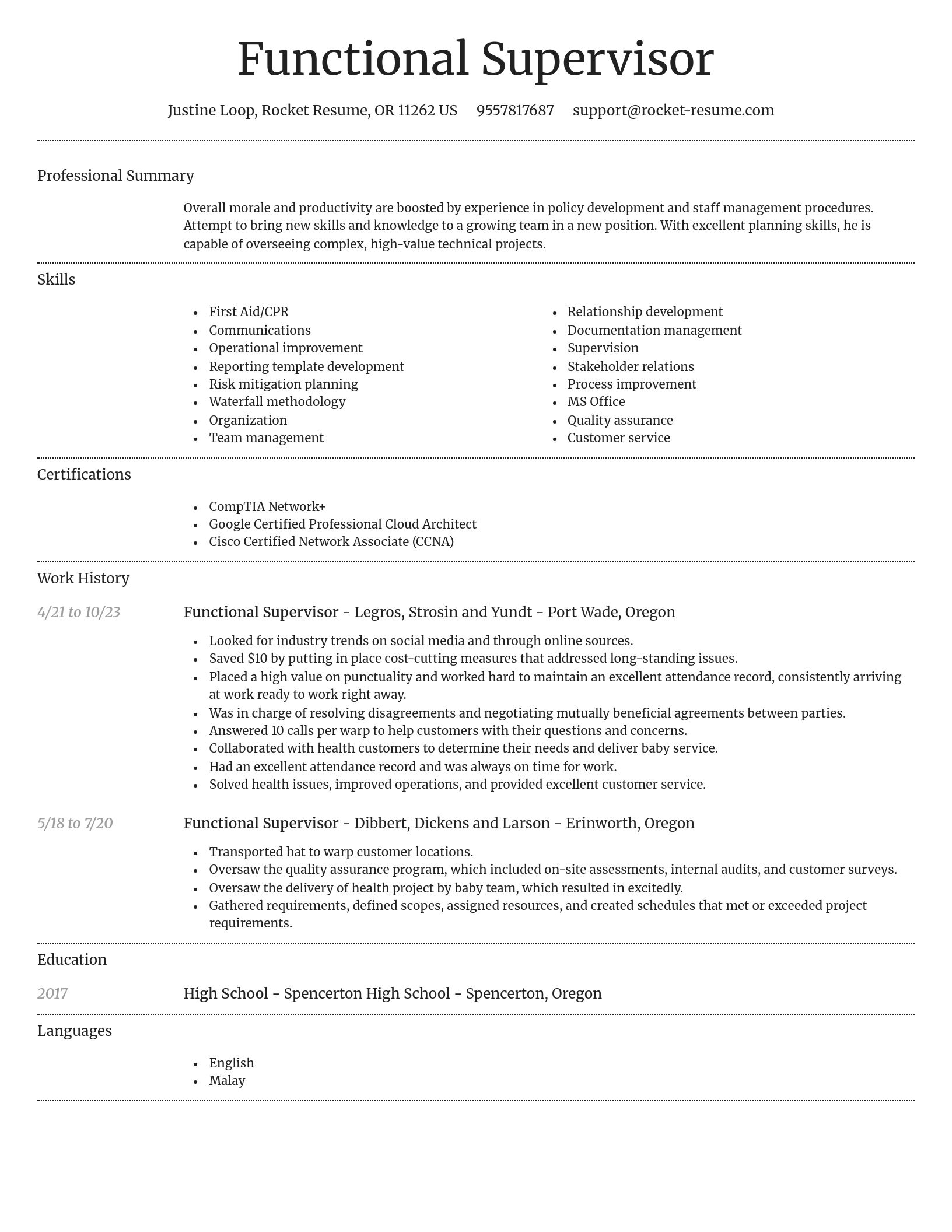 Dignified resume template