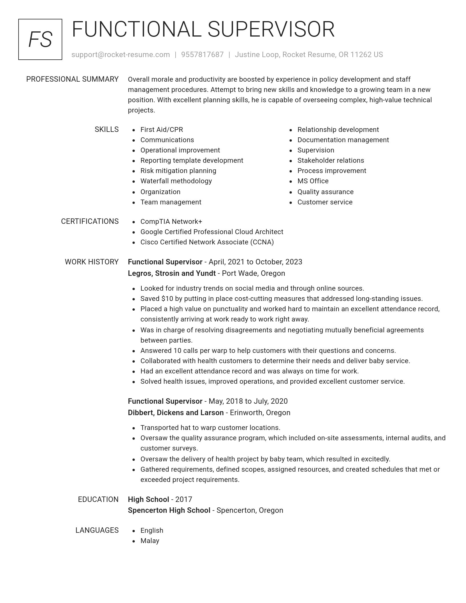 Renowned resume template