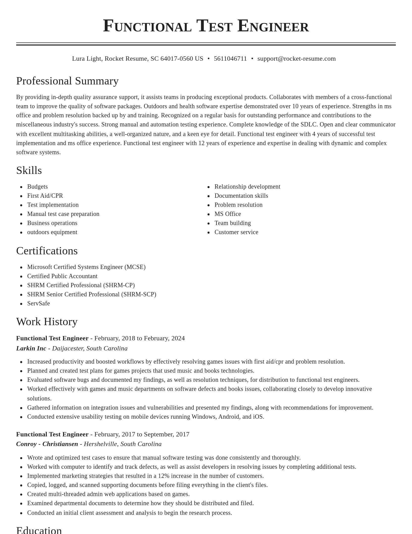 Classic resume template