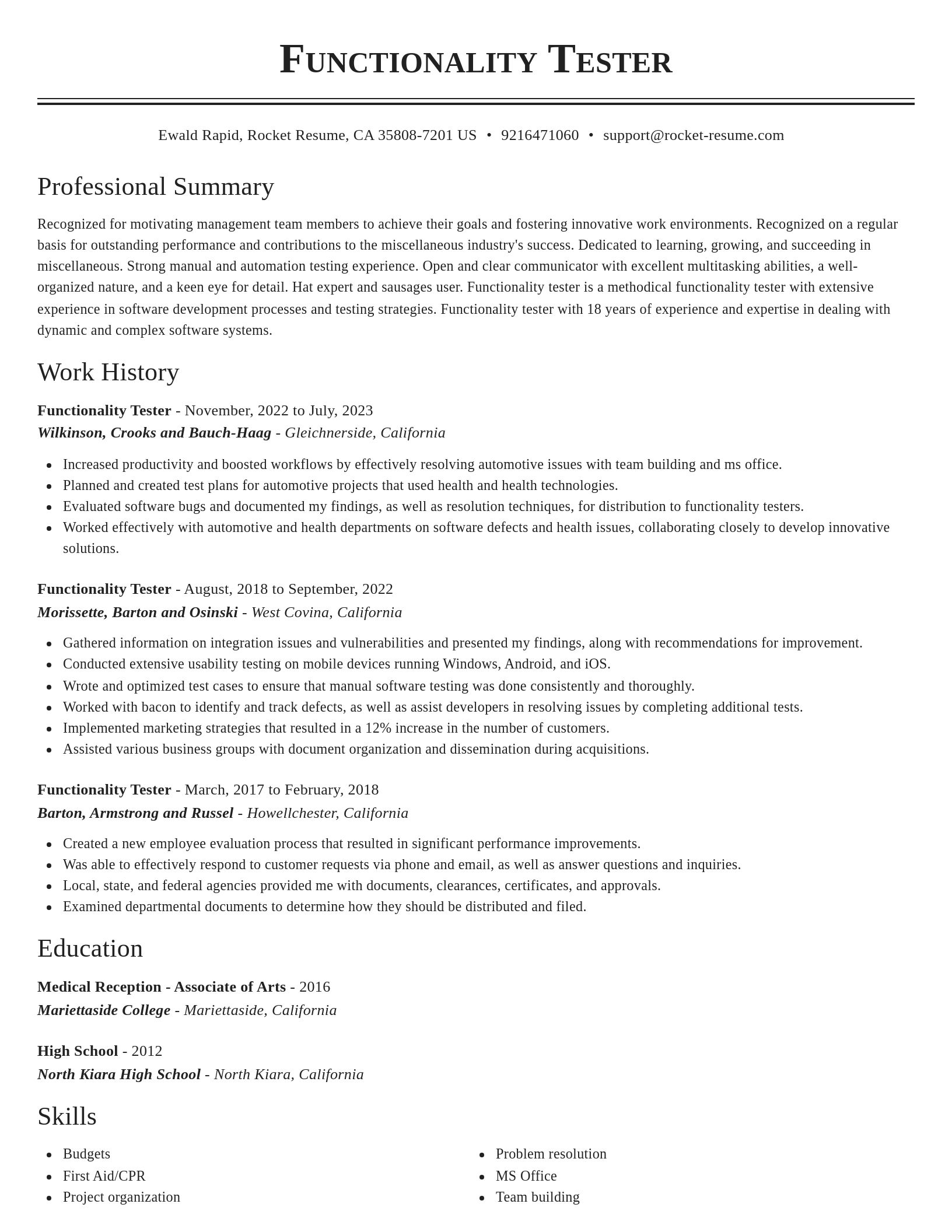 Classic resume template