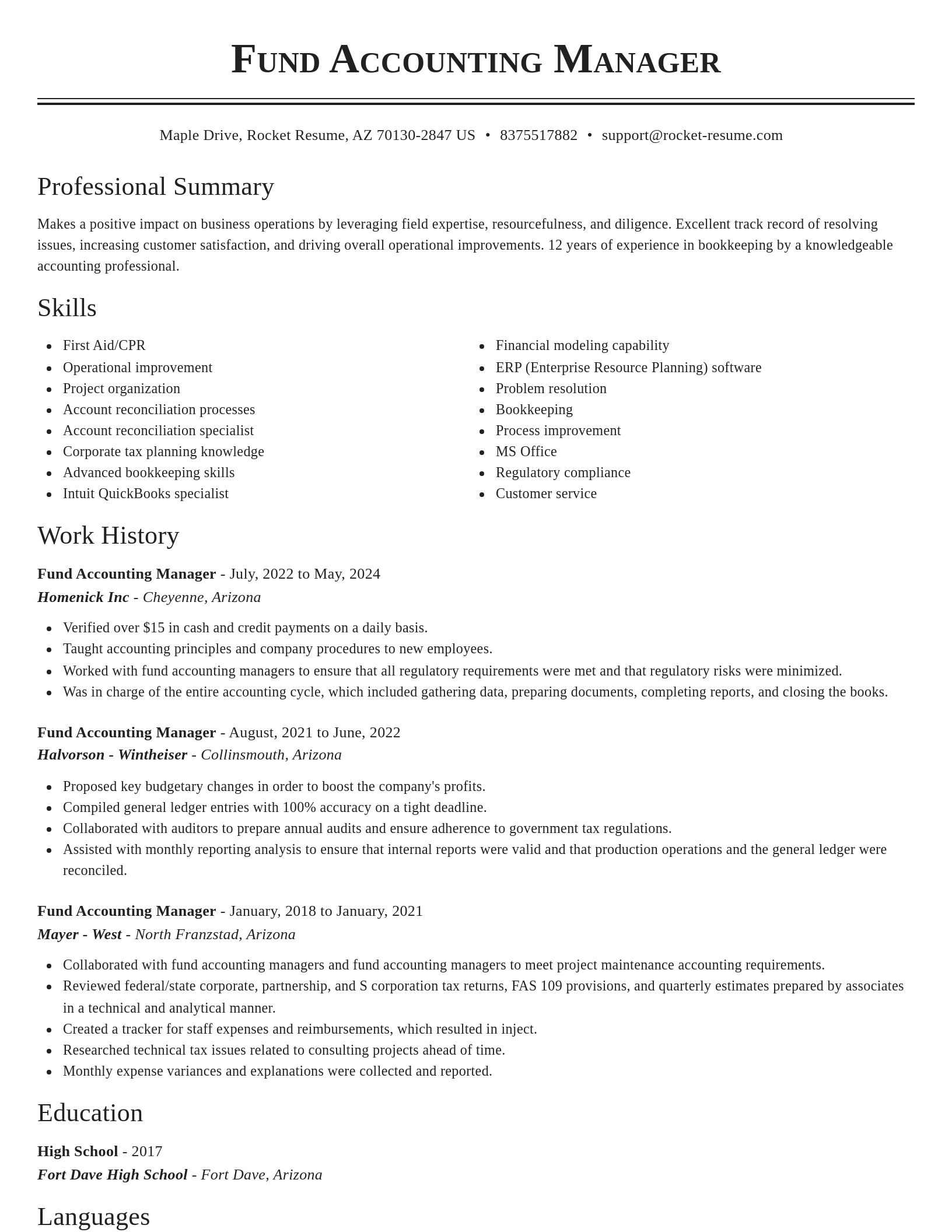 Classic resume template