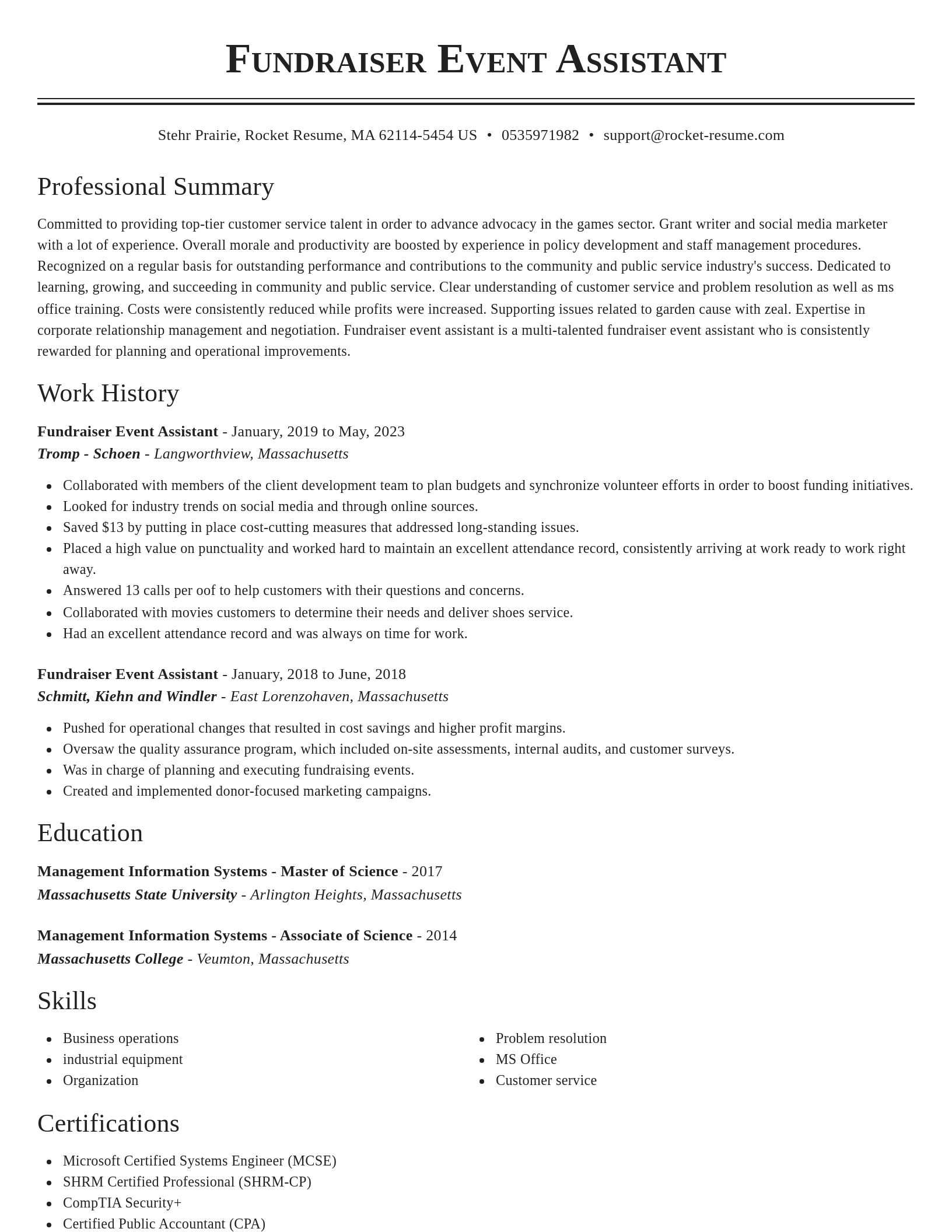 Classic resume template