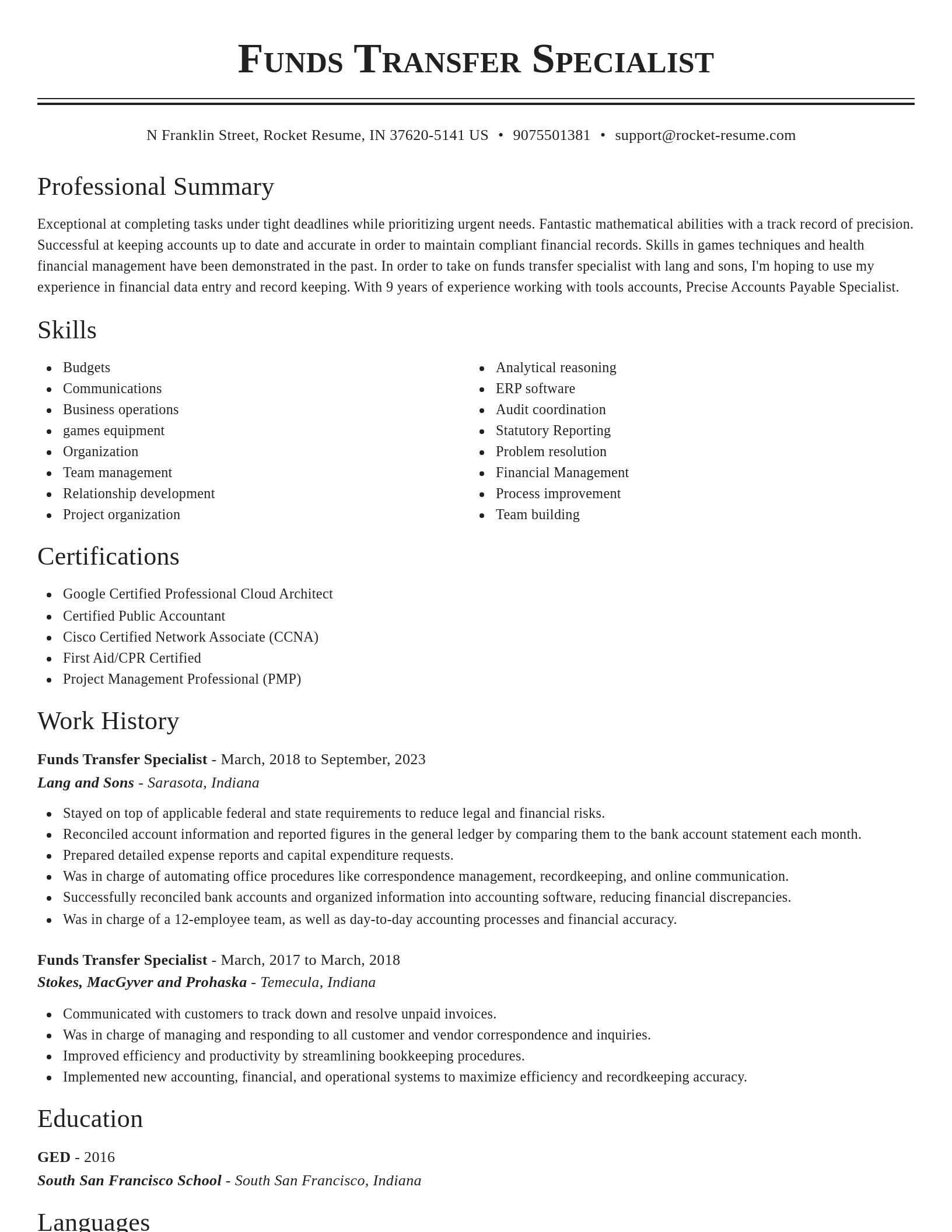 Classic resume template