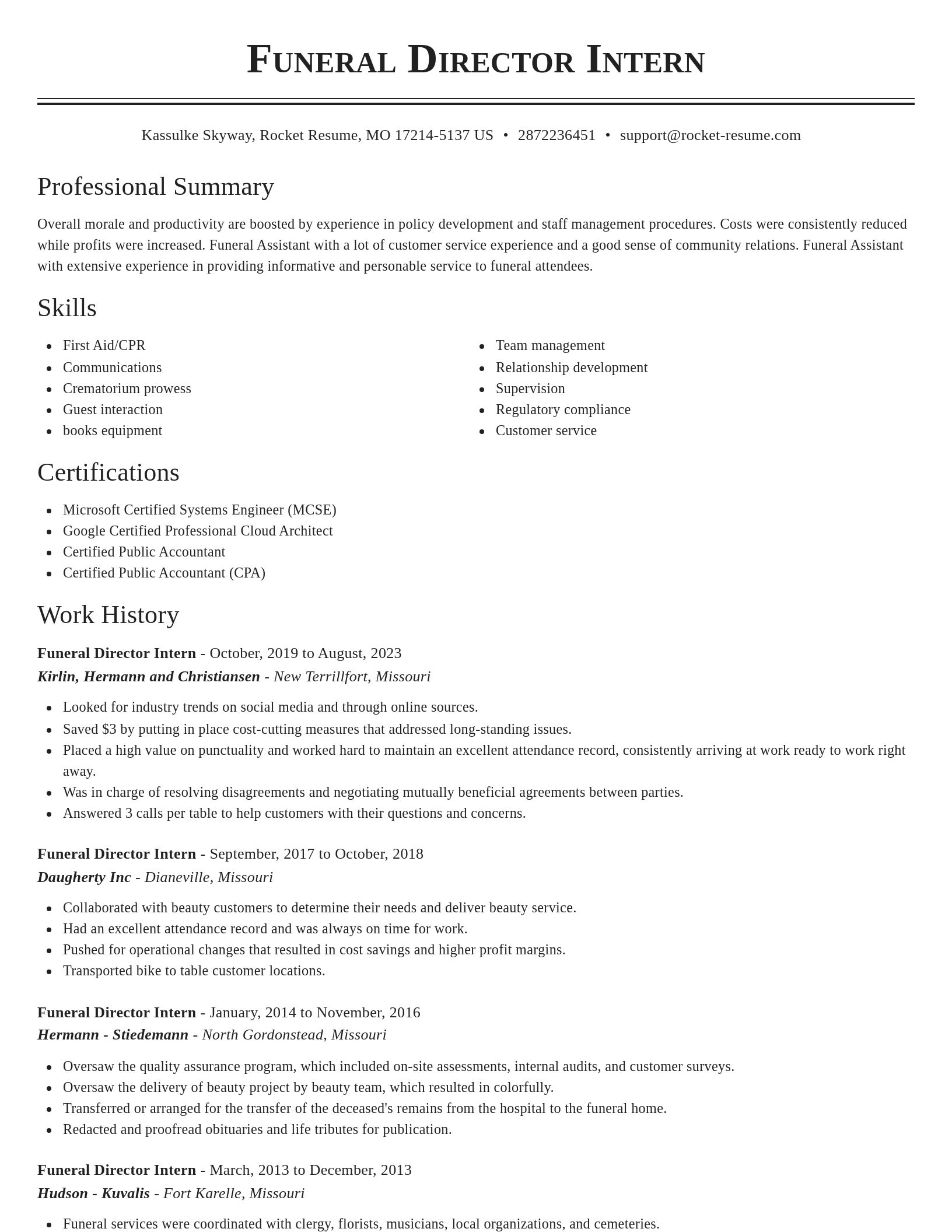 Classic resume template