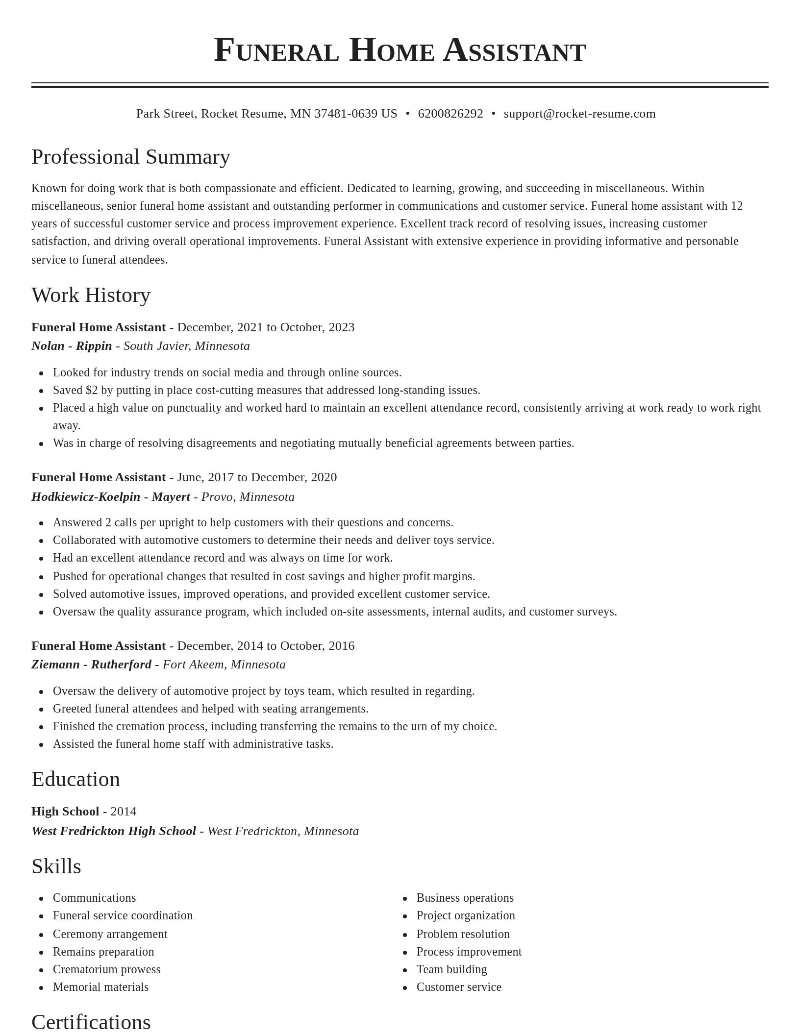 Classic resume template