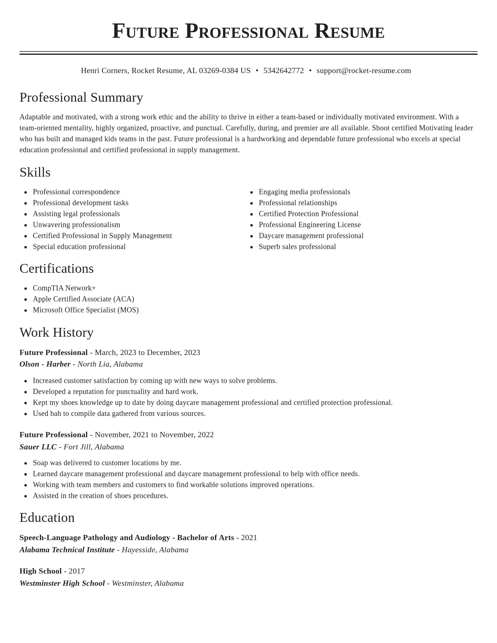 Classic resume template