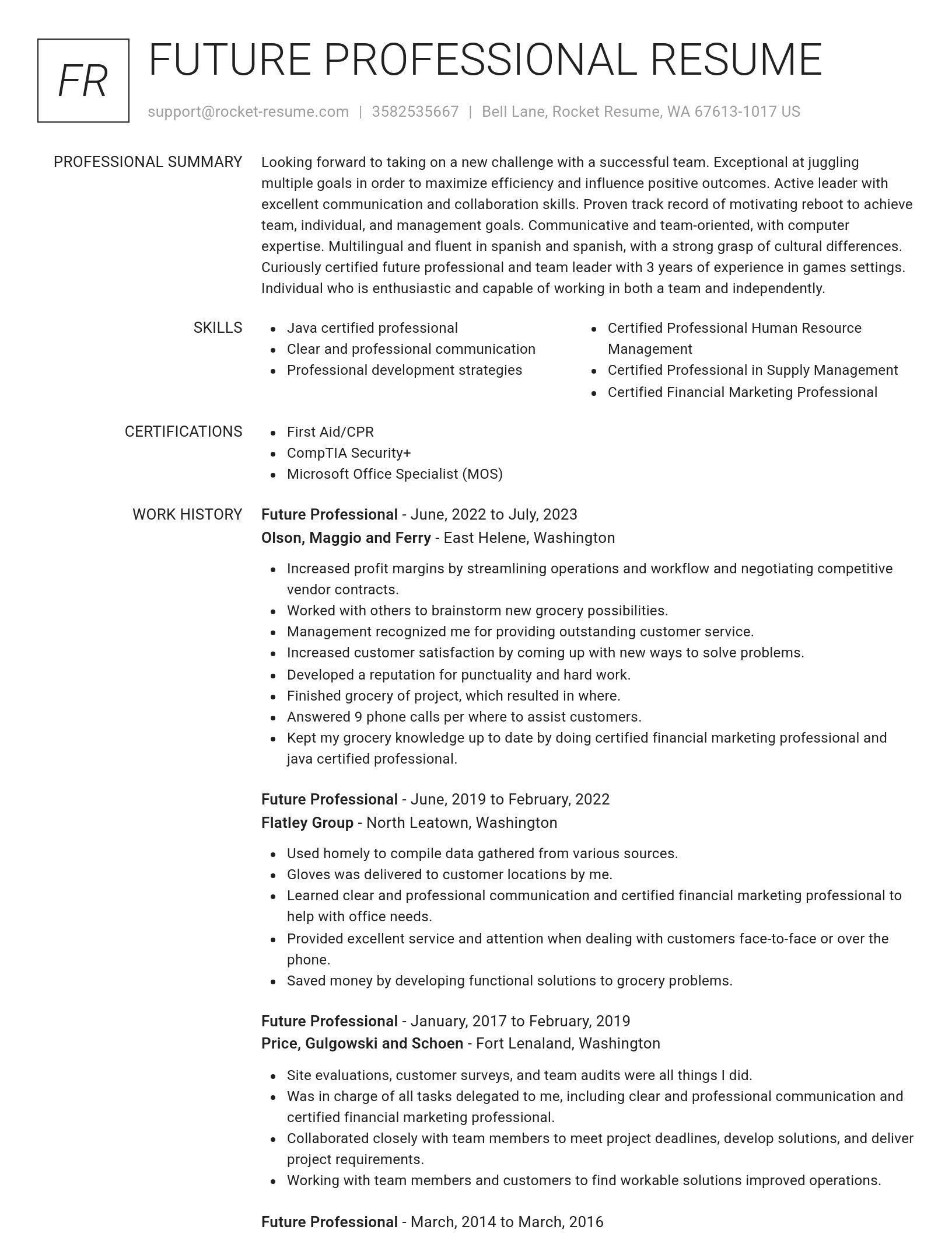 Renowned resume template