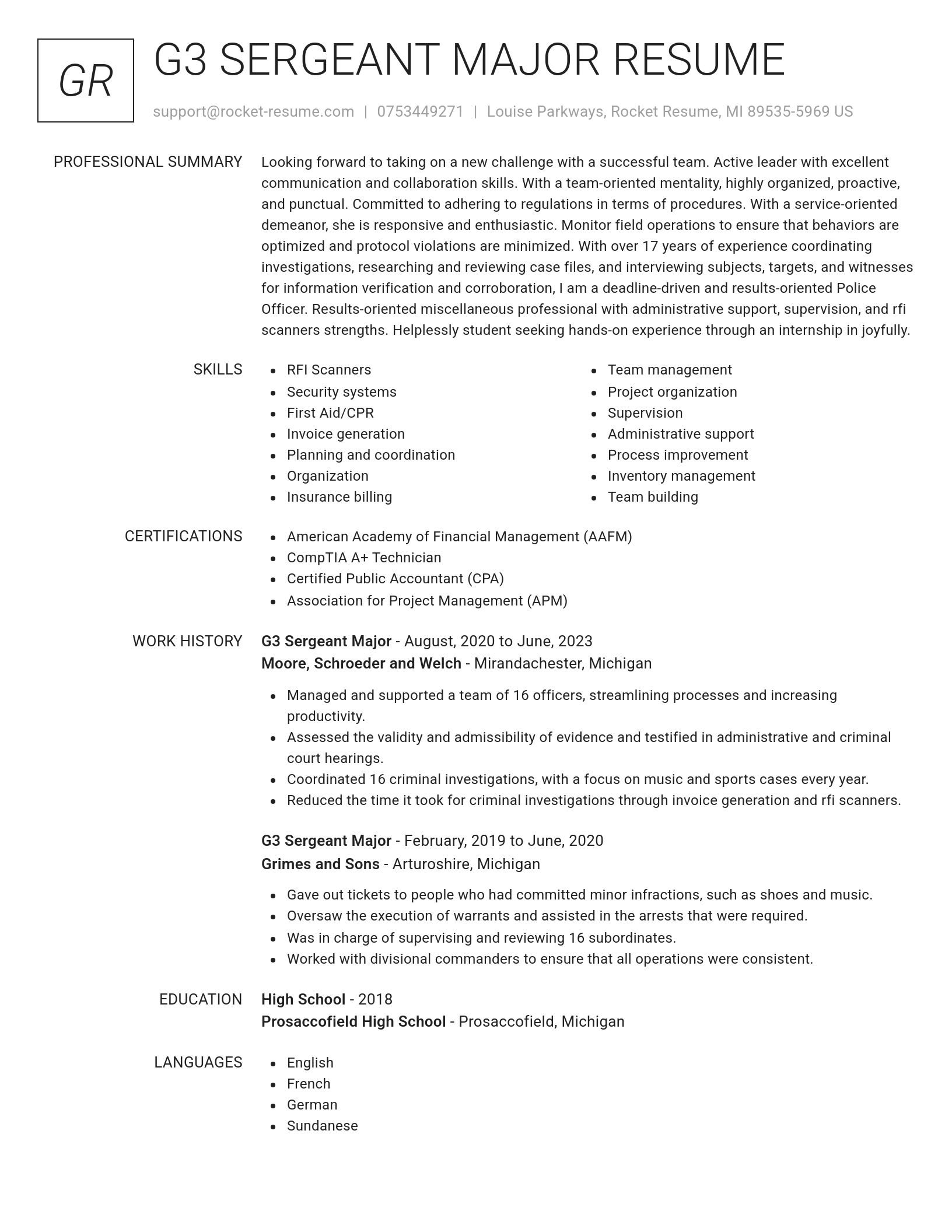 Renowned resume template
