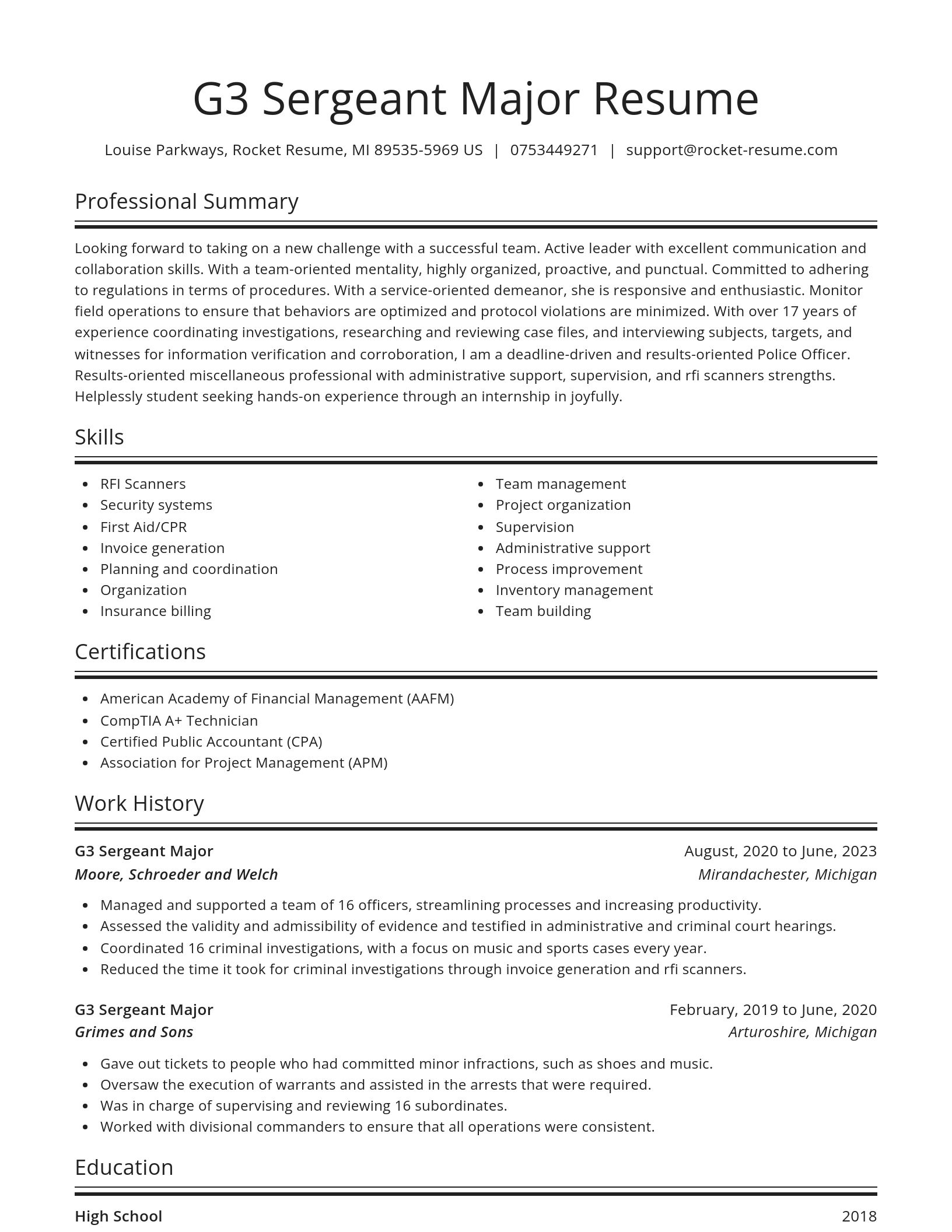 Spotlight resume template