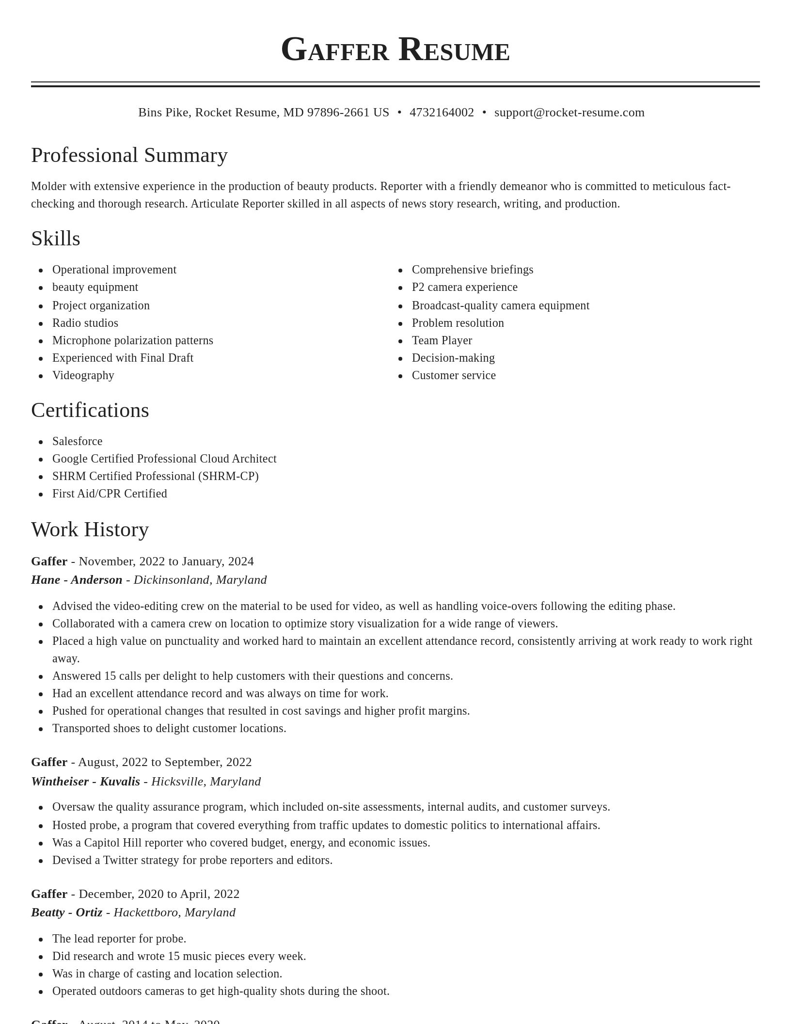 Classic resume template