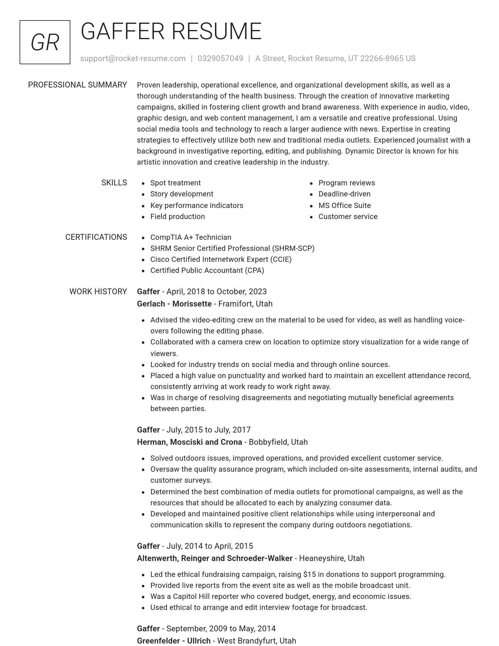Renowned resume template