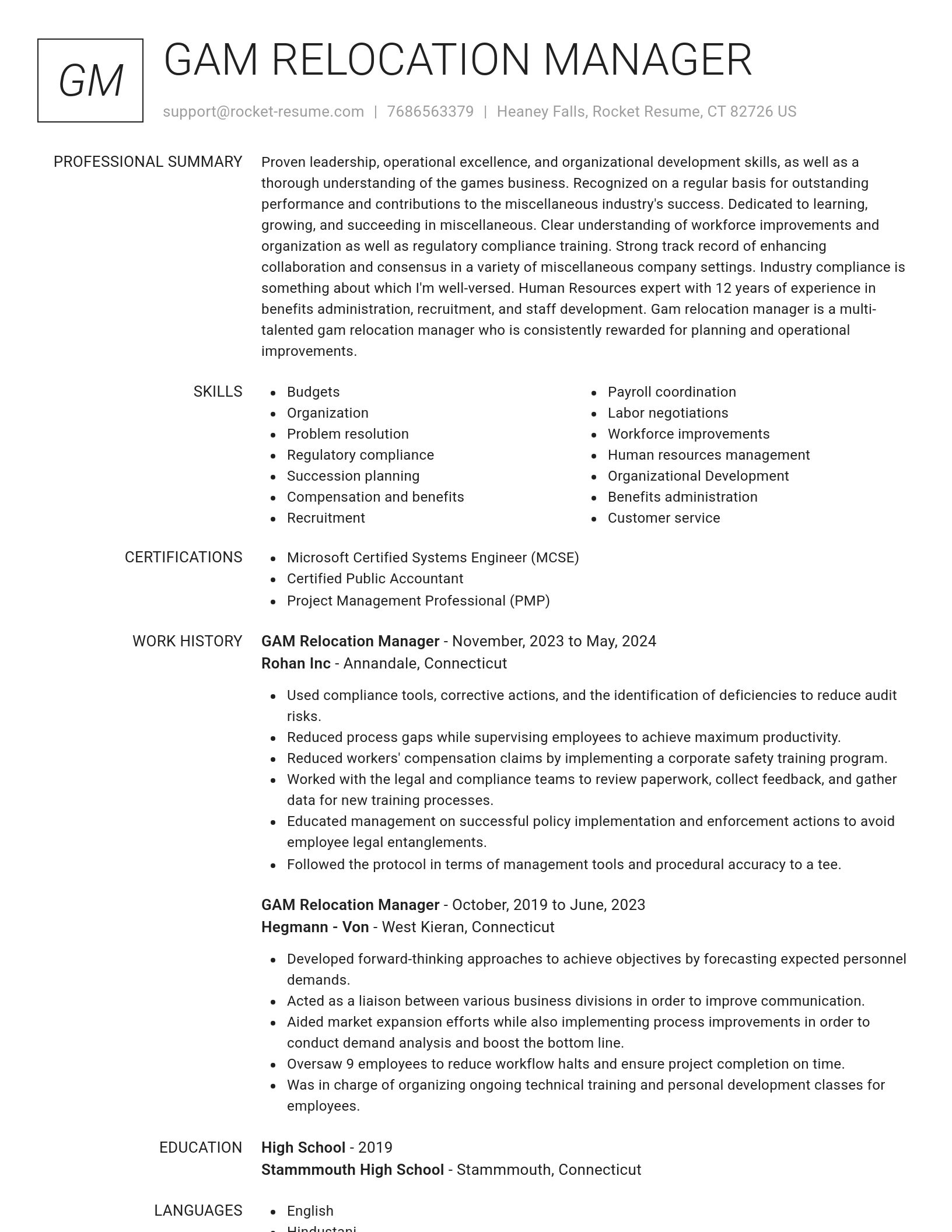 Renowned resume template