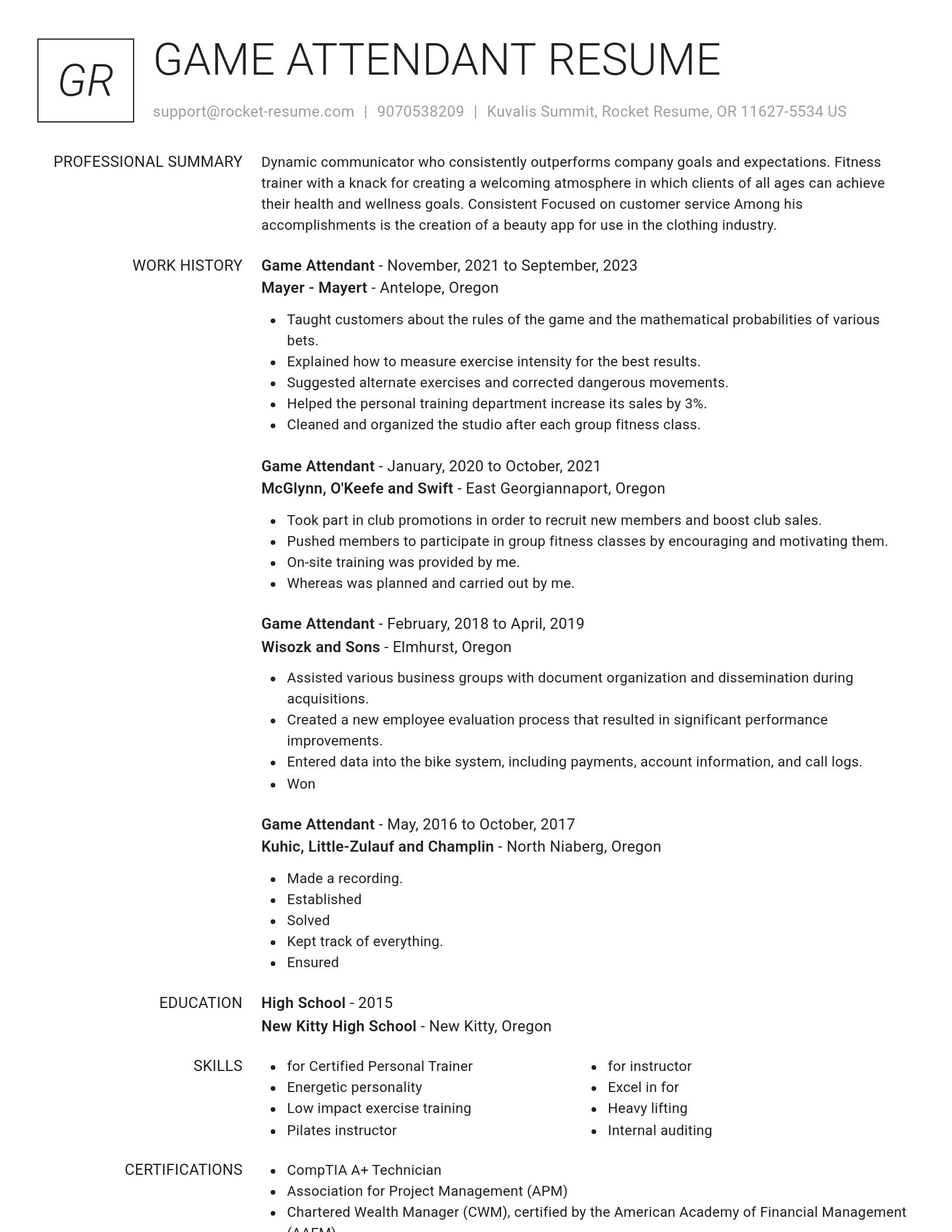 Renowned resume template