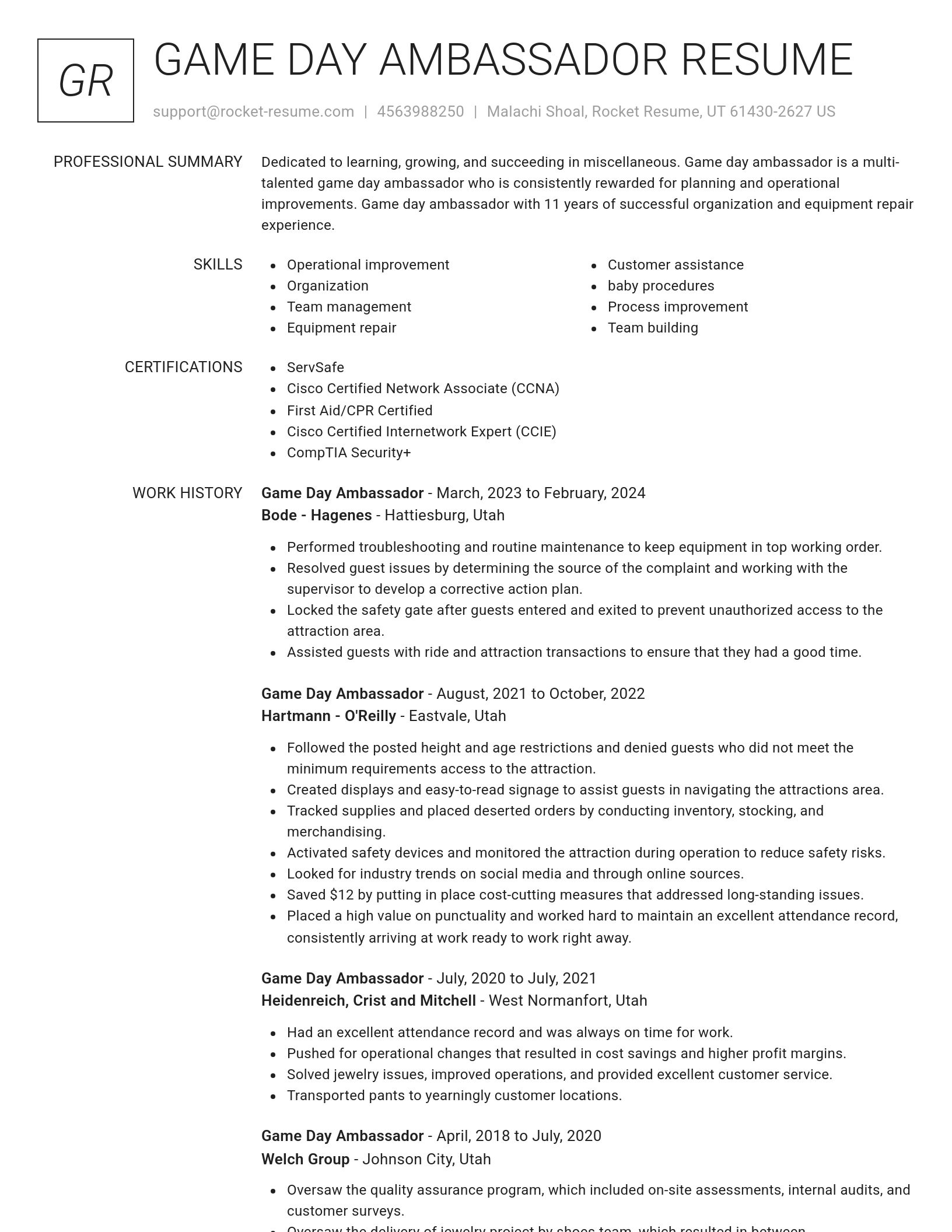 Renowned resume template