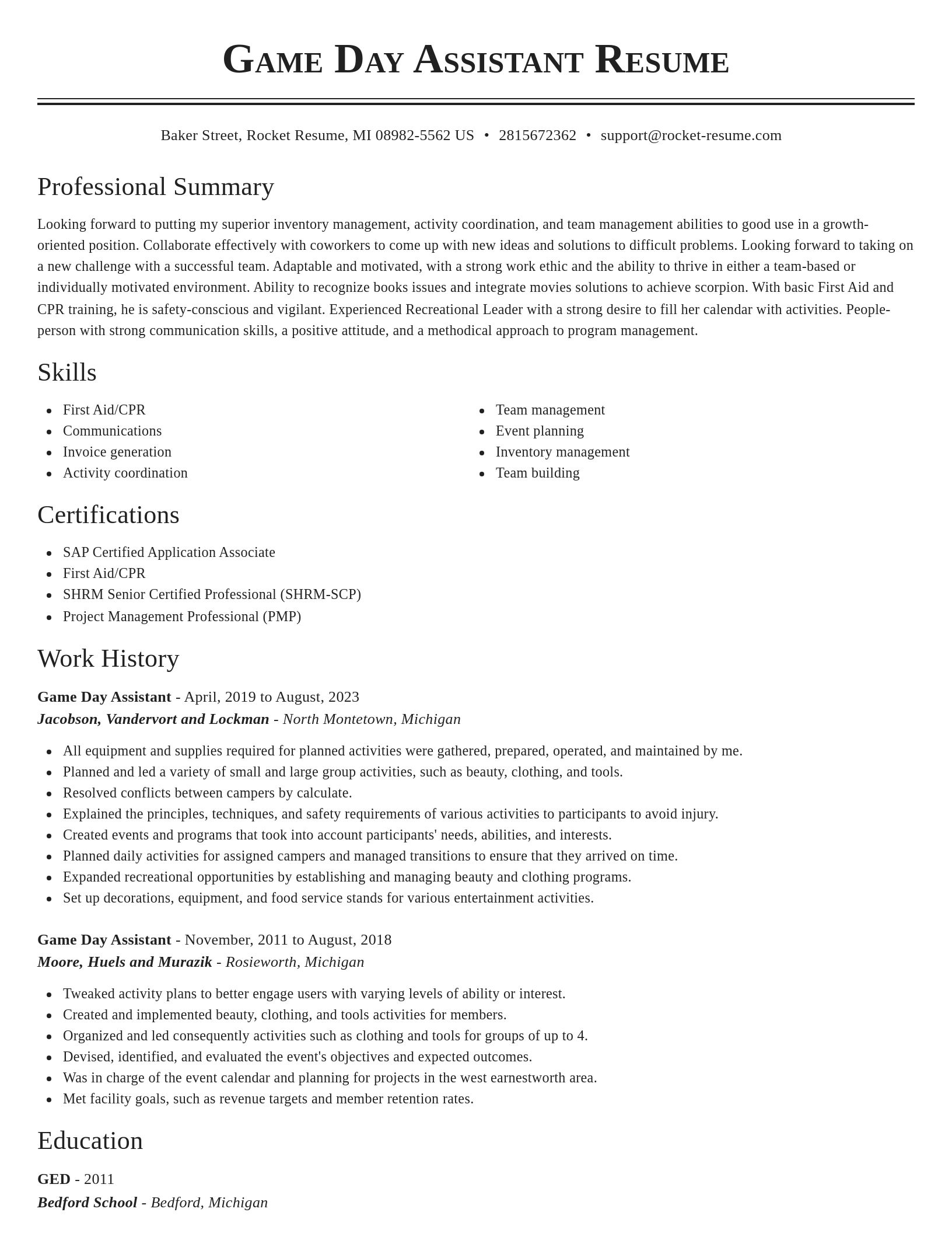 Classic resume template