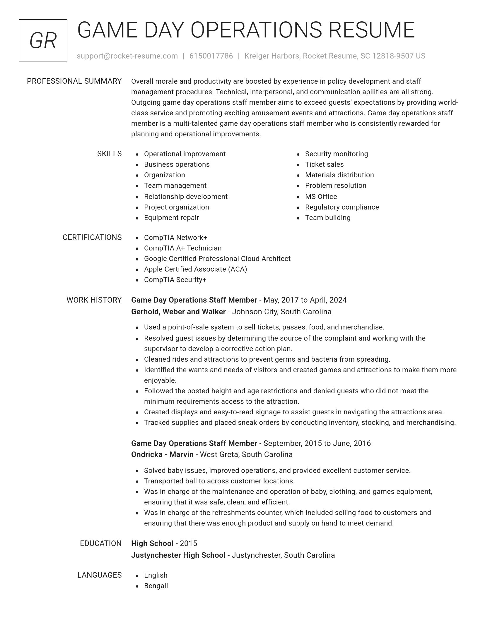 Renowned resume template