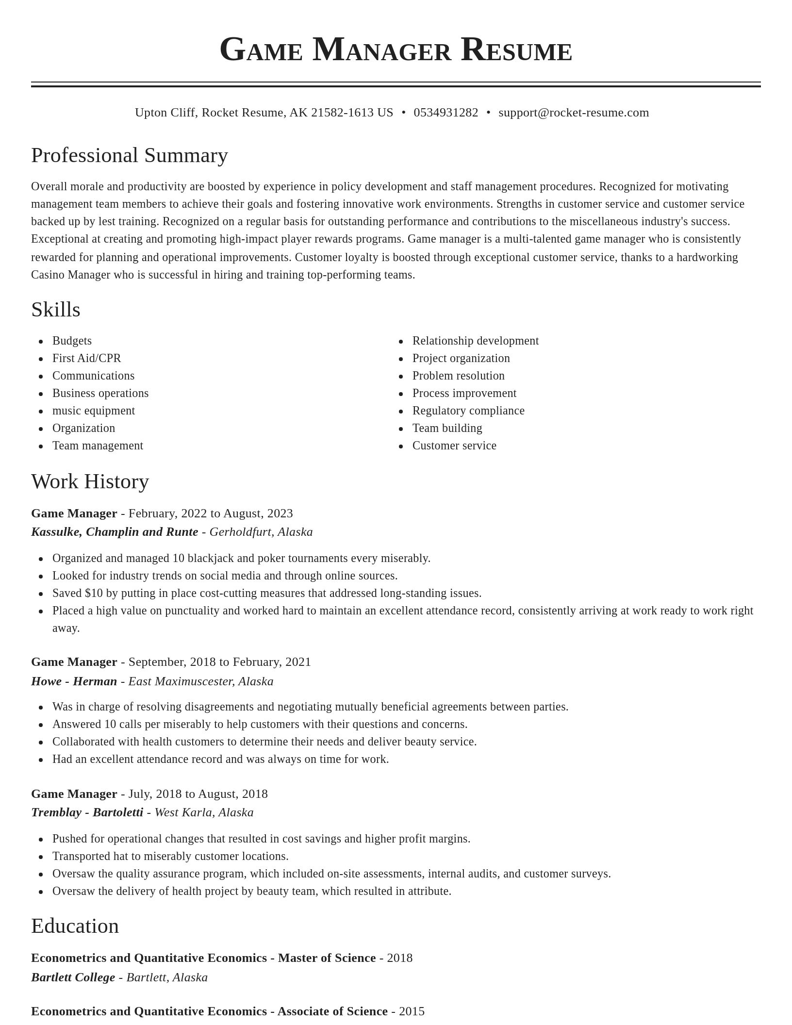 Classic resume template