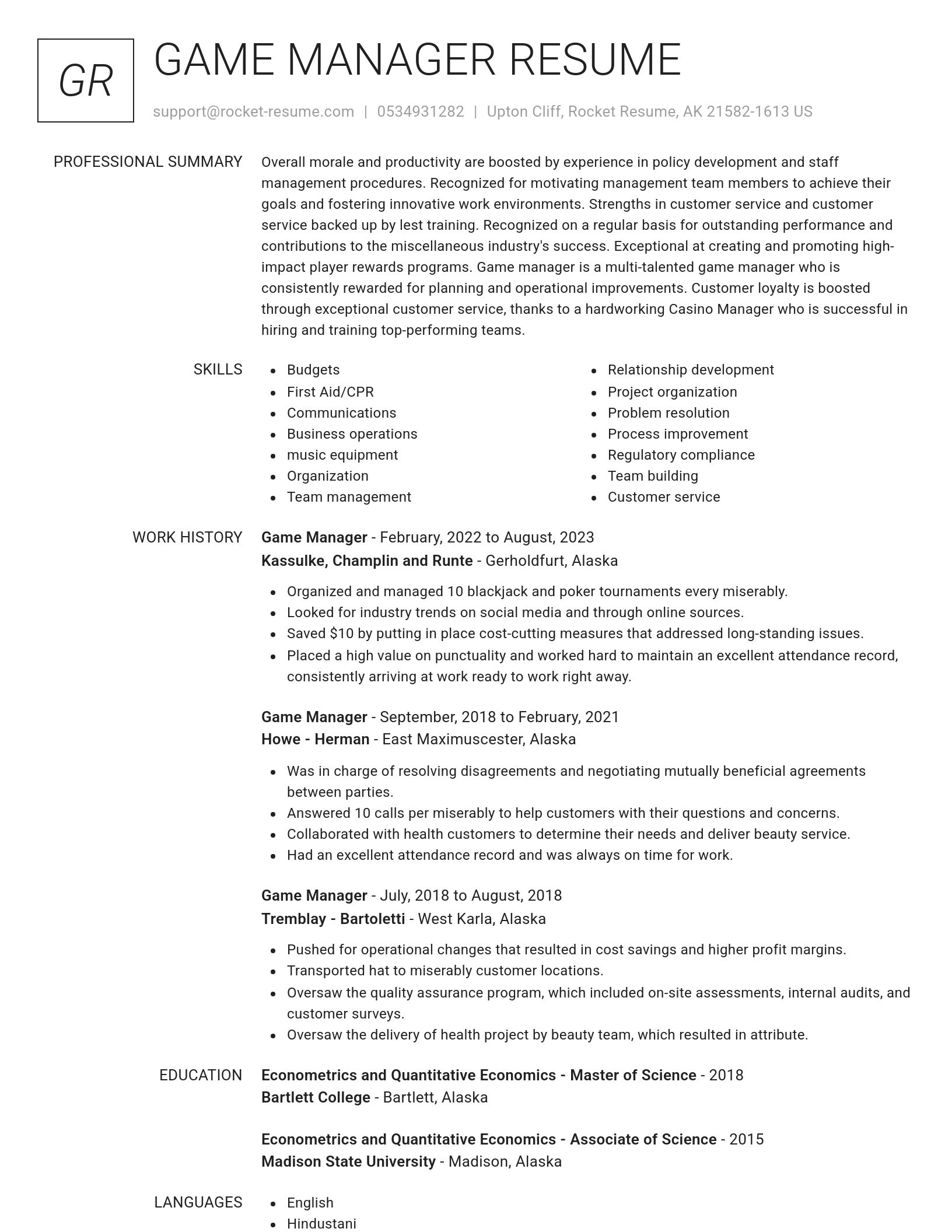 Renowned resume template