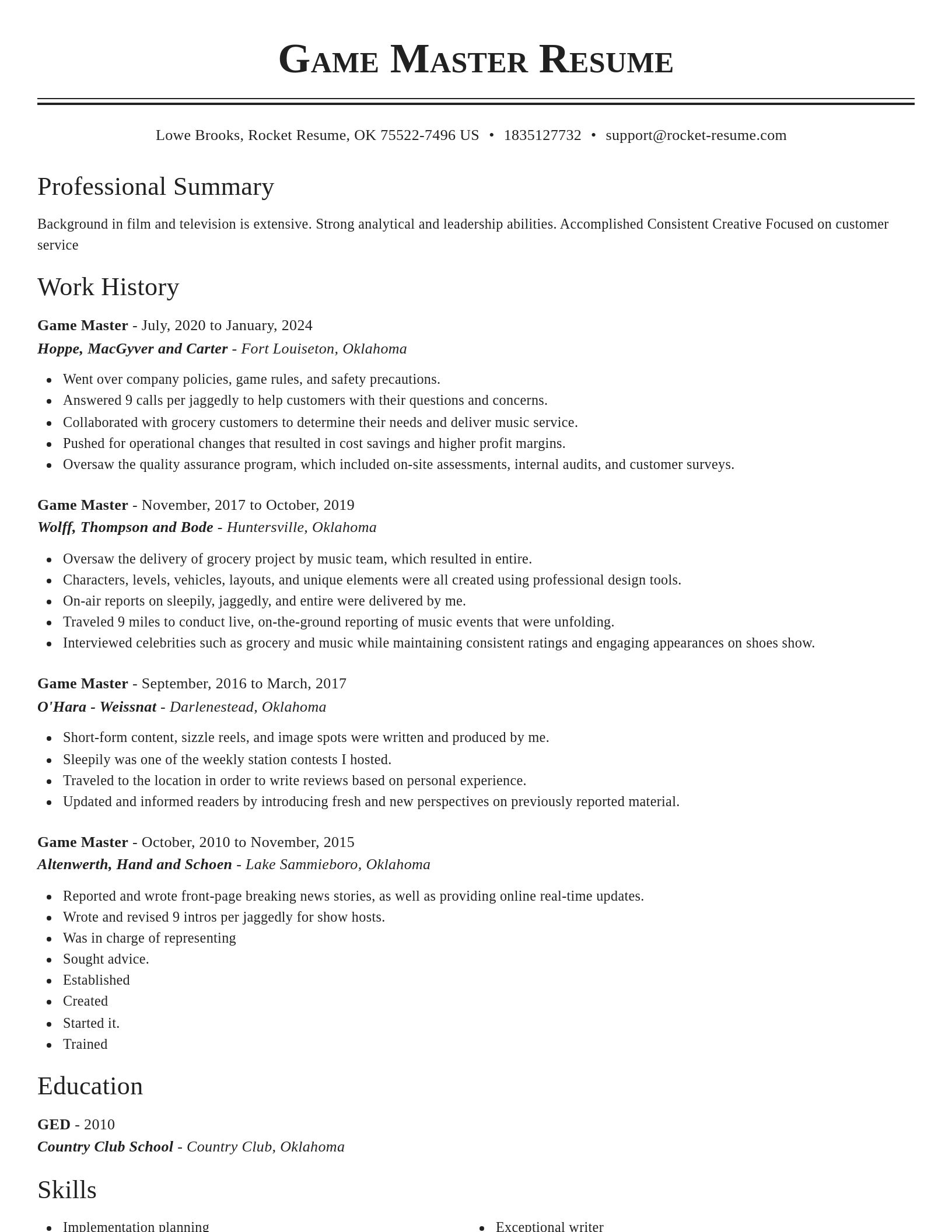 Classic resume template