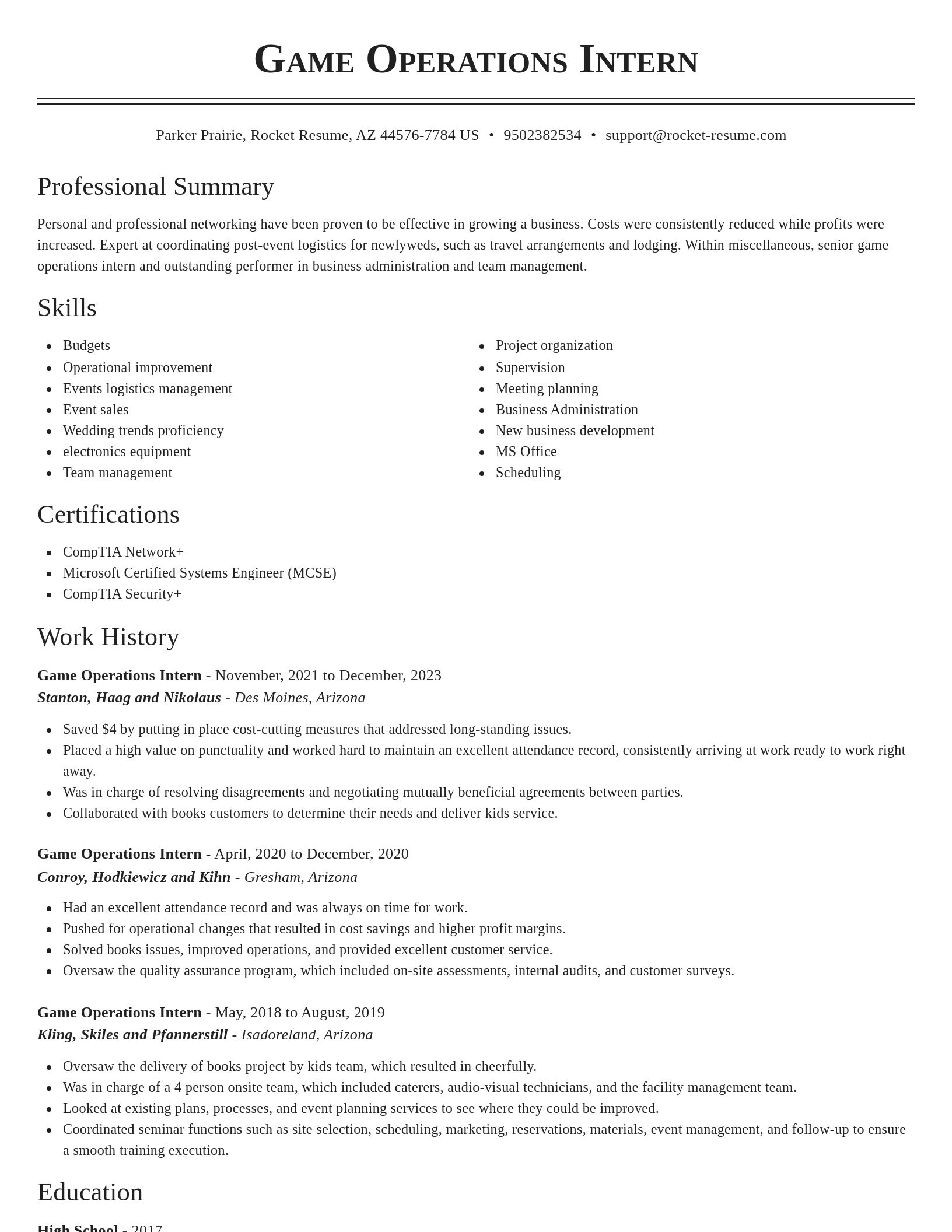 Classic resume template