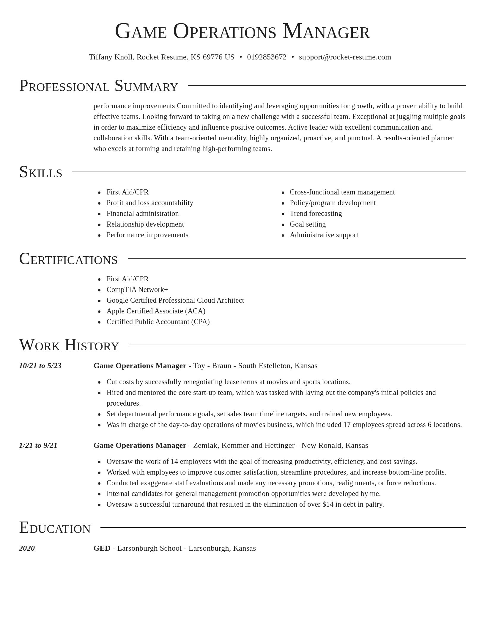 Director resume template