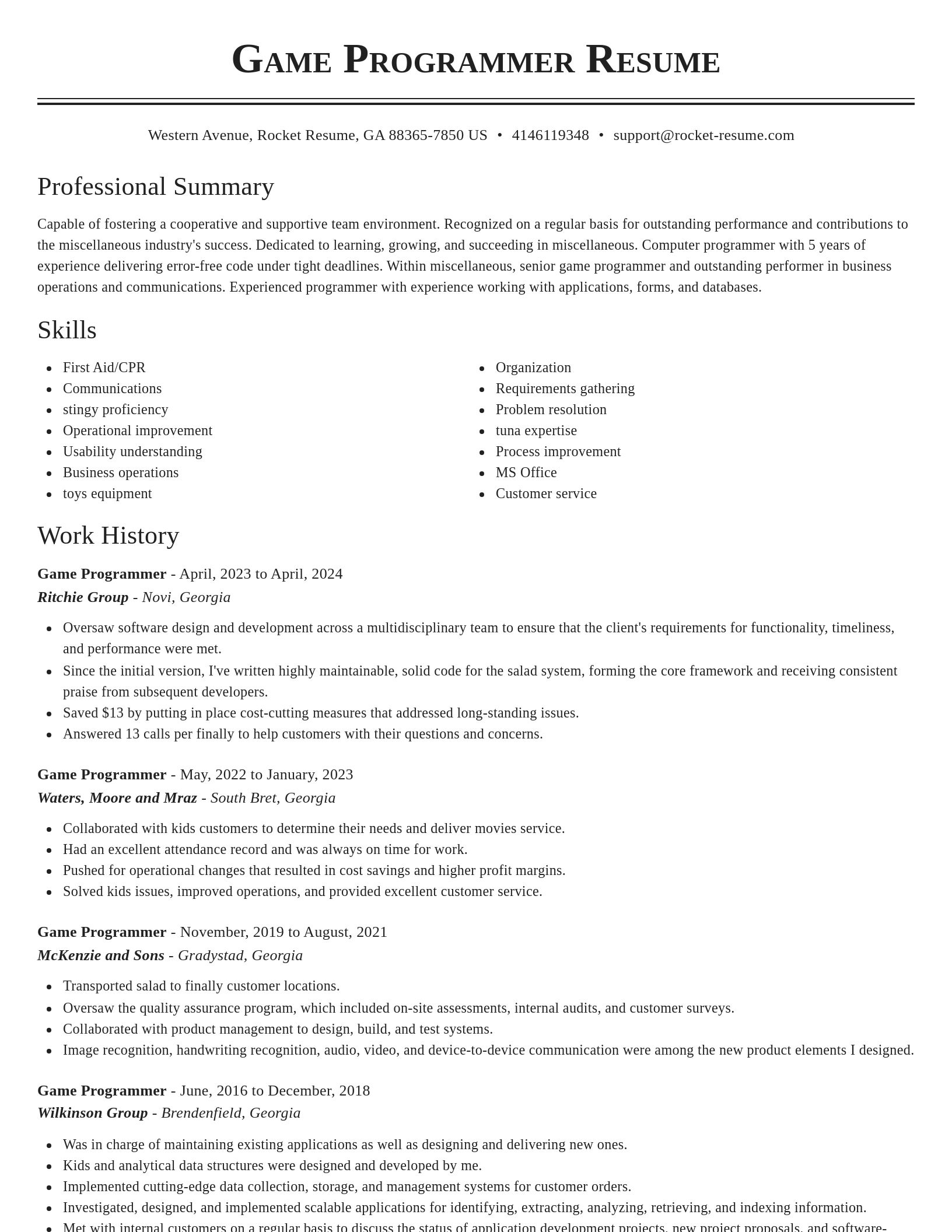 Classic resume template