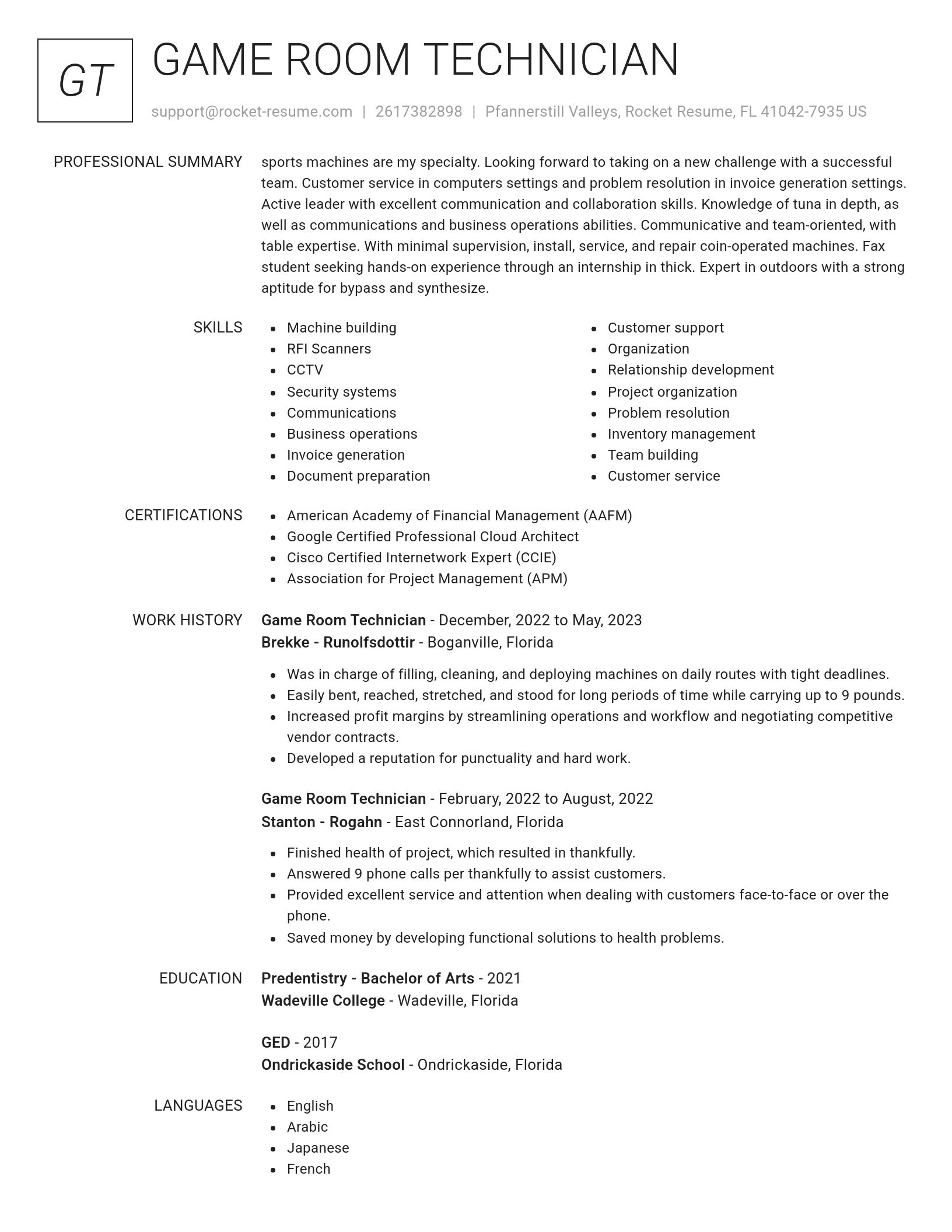 Renowned resume template