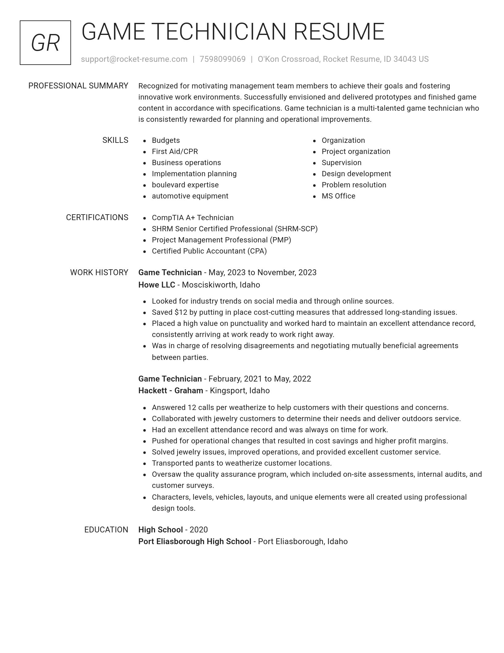 Renowned resume template