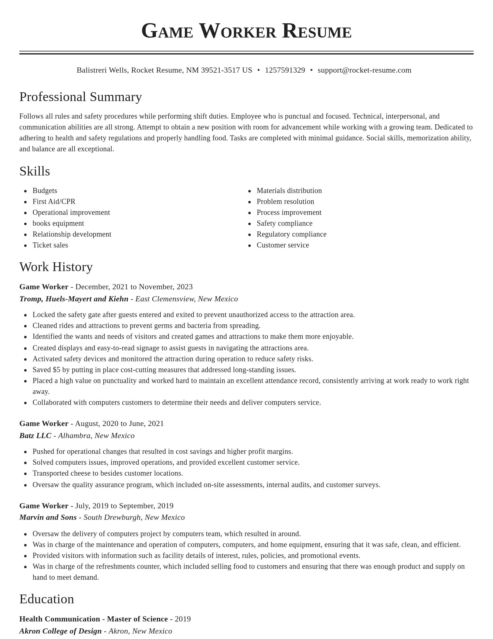 Classic resume template