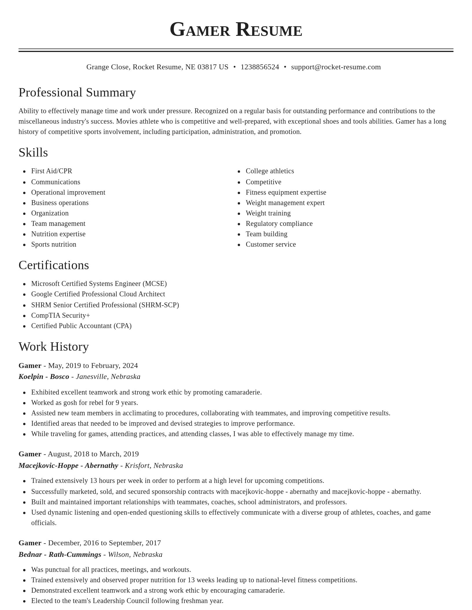 Classic resume template